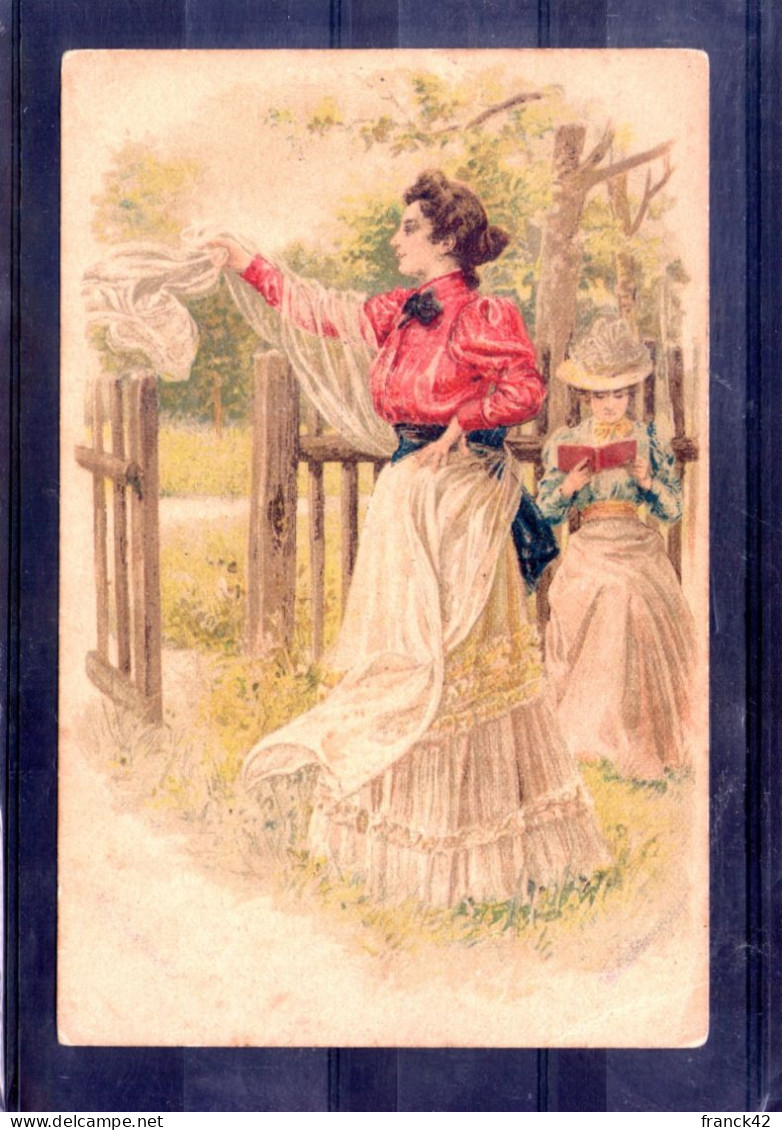 Carte Illustrée. Femme Tenant Un Voile - Femmes