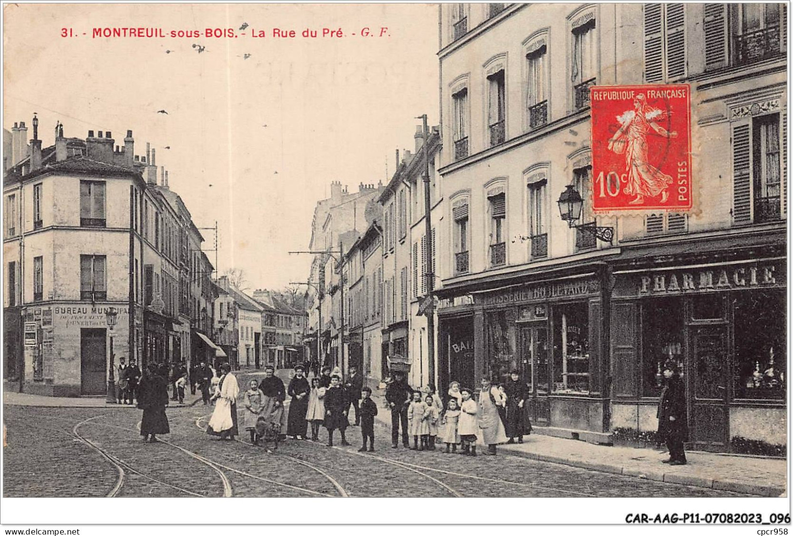 CAR-AAGP11-93-1045 - MONTREUIL-SOUS-BOIS - La Rue Du Pré - Pharmacie, Commerces - Montreuil