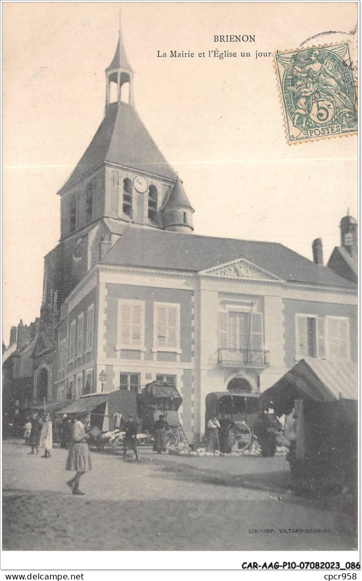 CAR-AAGP10-89-0935 - BRIENON - La Mairie Et Eglise Un Jour  - Brienon Sur Armancon