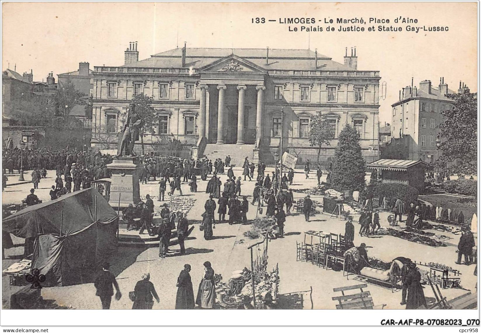 CAR-AAFP8-87-0695 - LIMOGES - Le Marché - Place D'aine - Le Palais De Justice Et Statue Gay-lussac - Agriculture - Limoges