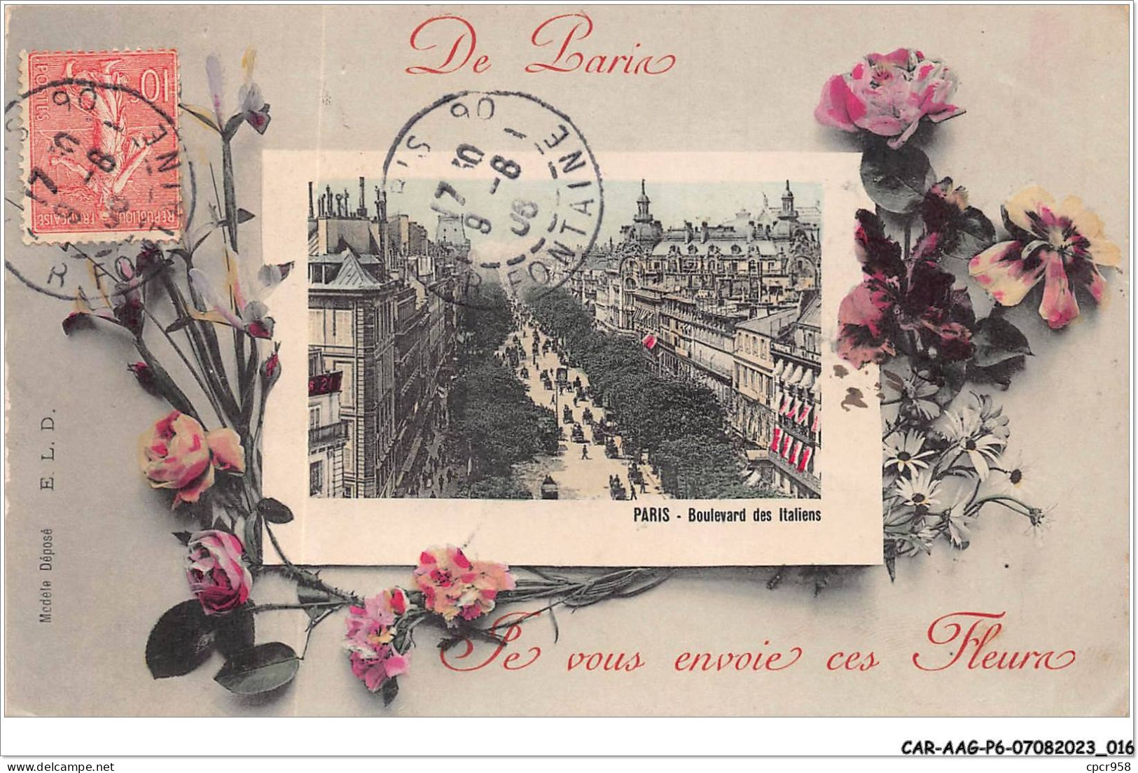 CAR-AAGP6-75-0491 - De PARIS Je Vous Envoie Ces Fleurs - Boulevard Des Italiens - Sonstige & Ohne Zuordnung