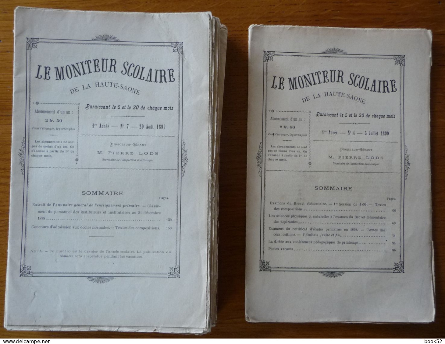 20 N° "Le MONITEUR SCOLAIRE De La HAUTE-SAONE" Depuis La 1ère Année, 1899 - Franche-Comté