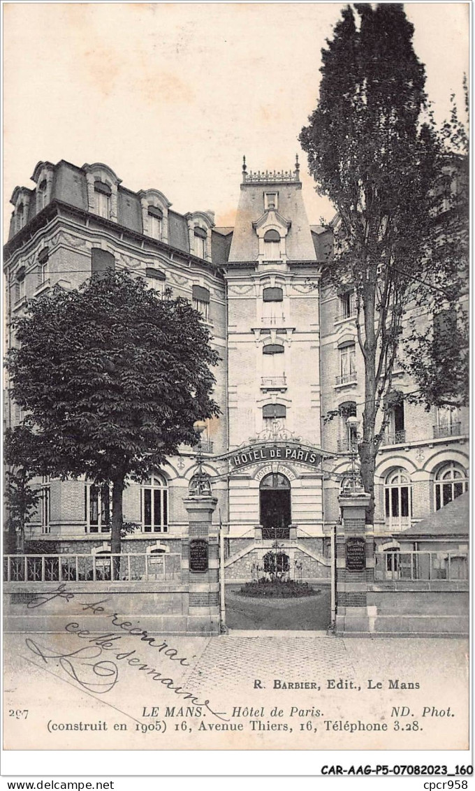 CAR-AAGP5-72-0462 - LE MANS - Hotel De Paris  - Le Mans