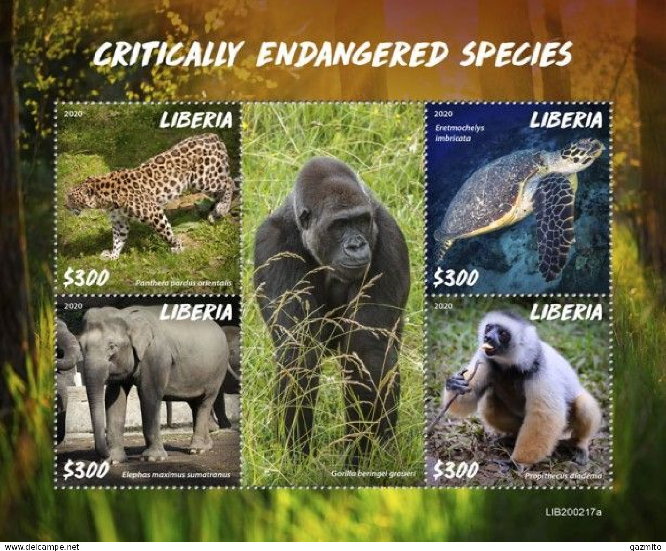 Liberia 2020, Animals In Danger, Turtle, Elephant, Leopard, Gorillas, BF - Felinos