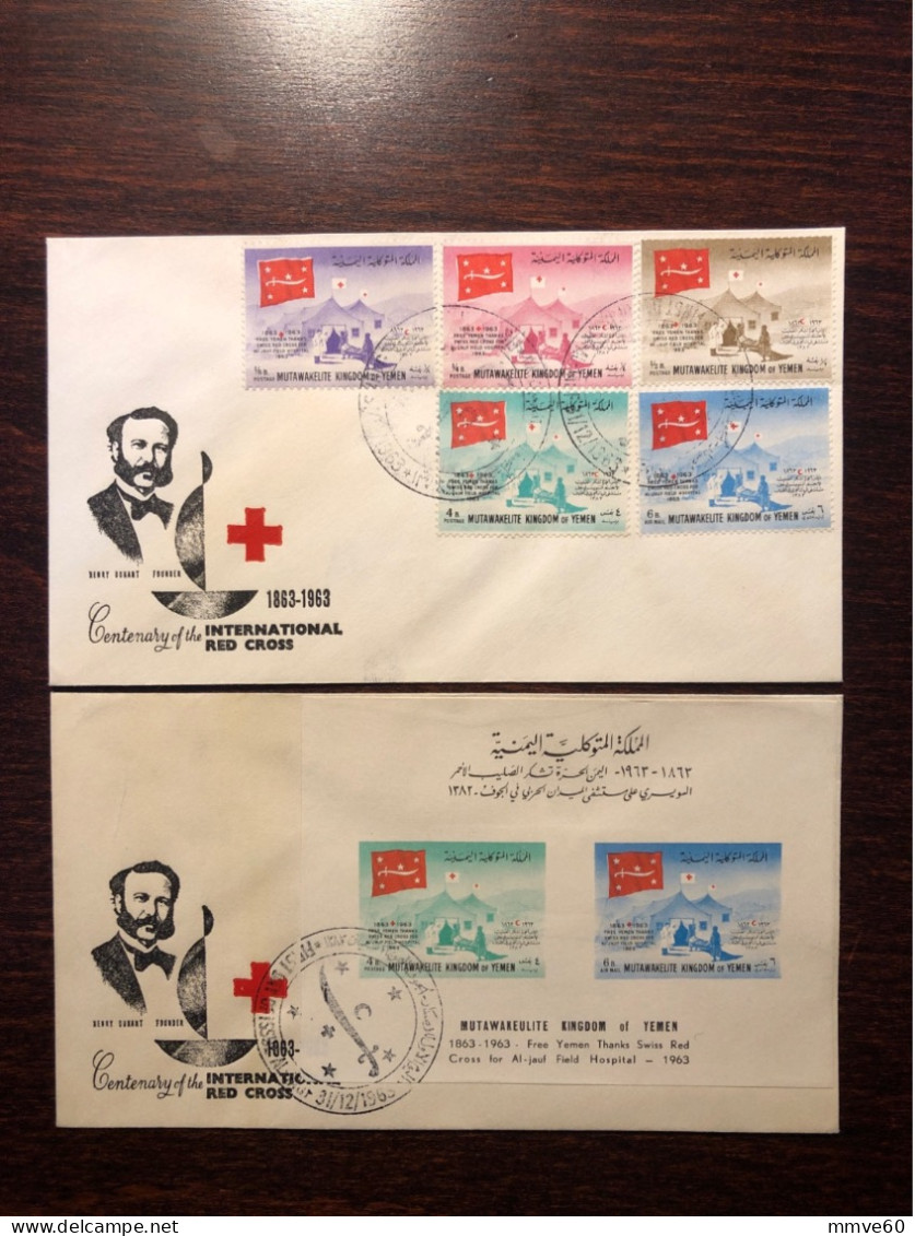 YEMEN FDC COVER 1963 YEAR RED CRESCENT RED CROSS HEALTH MEDICINE STAMPS - Jemen