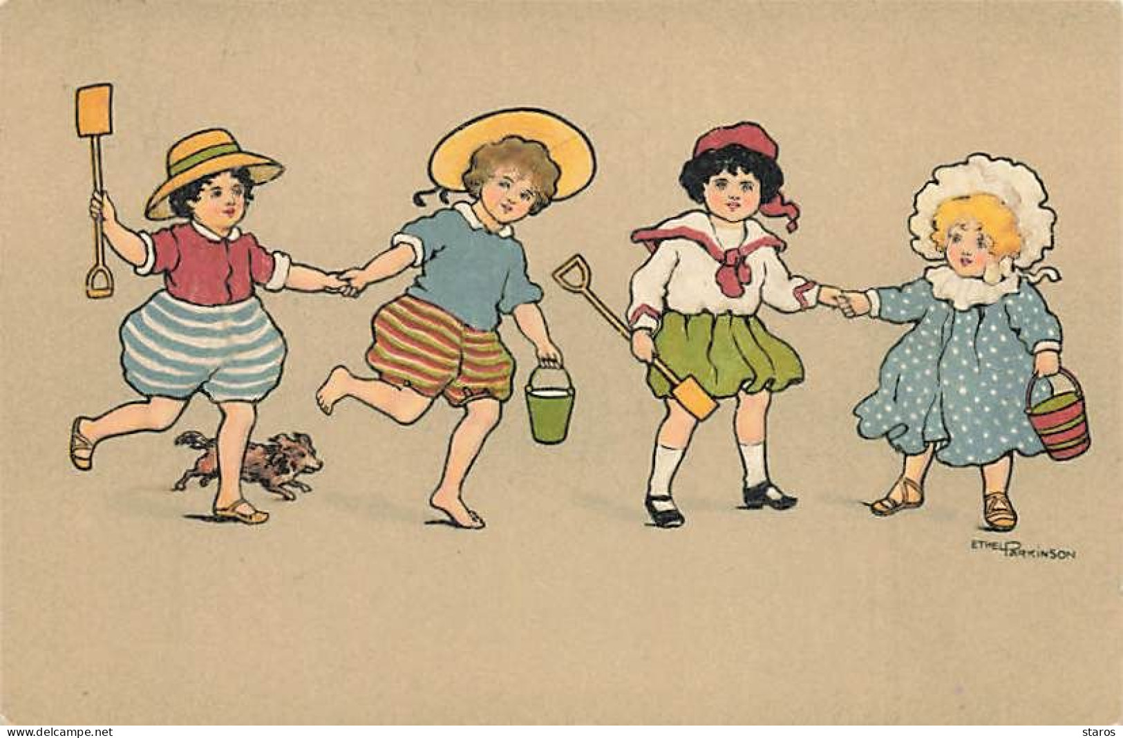 Illustrateur - Ethel Parkinson - Enfants En Tenue De Bain, Partant à La Plage - Parkinson, Ethel