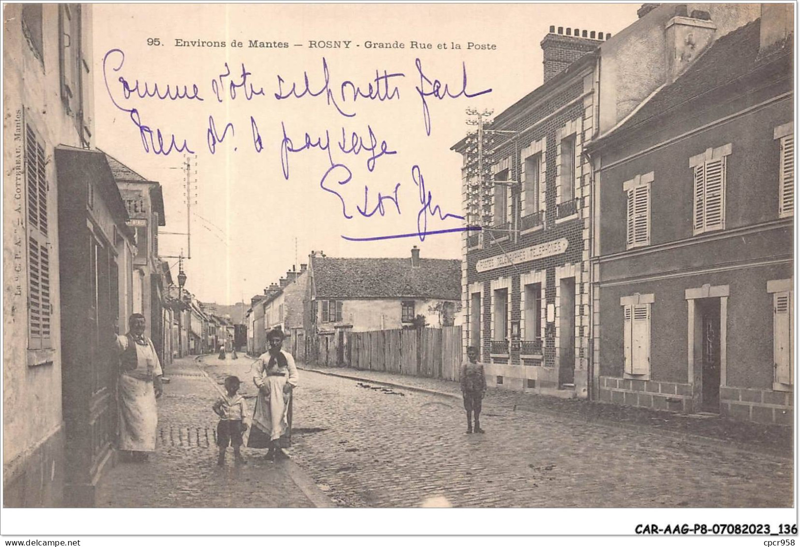 CAR-AAGP8-78-0745 - Environs De MANTES - ROSNY - Grande Rue Et La Poste  - Mantes La Ville