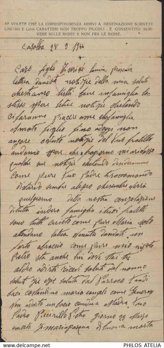 Posta Per Prigionieri E Internati Civili Di Guerra Casalba Napoli 4 4 44 Censure Camp Stalag VII B Memmingen + US ARMY - Prisoners Of War Mail