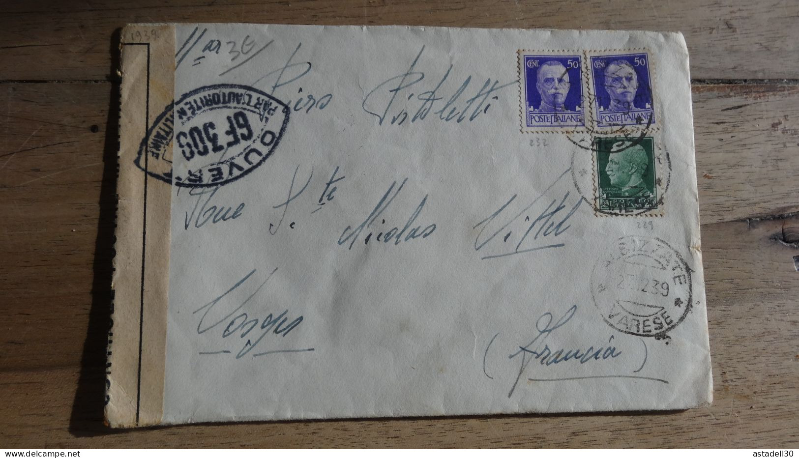 Enveloppe ITALIA, Albizzate, Censure - 1939  ......... Boite1 ...... 240424-155 - Marcophilie