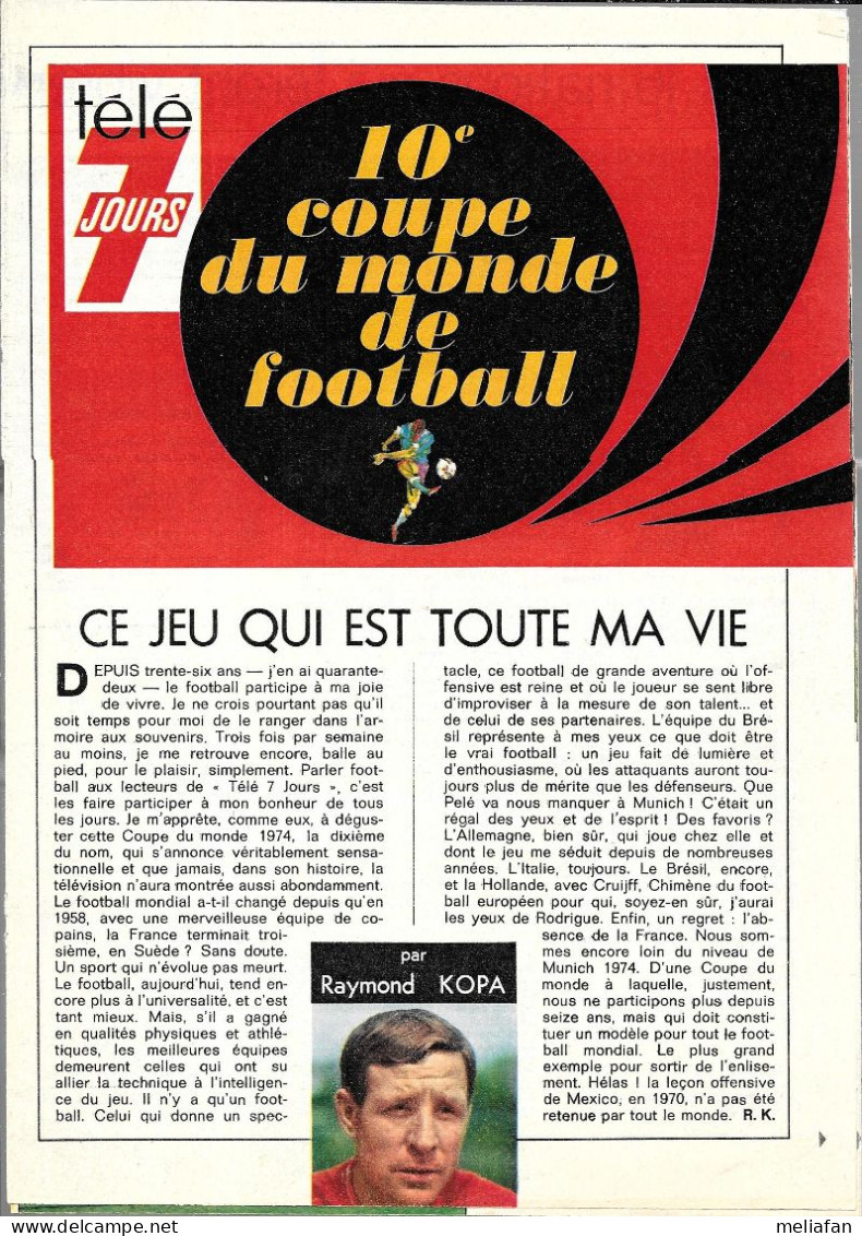 AF61 - SUPPLEMENT TELE 7 JOURS - COUPE DU MONDE DE FOOTBALL 1974 - 12 PAGES - TRES BON ETAT  FORMAT 20 X 28 CM - Bücher