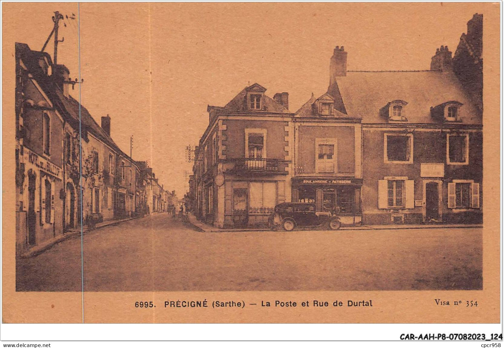 CAR-AAHP8-72-0732 - PRECIGNE - La Poste Et Rue De Durtal - Autres & Non Classés