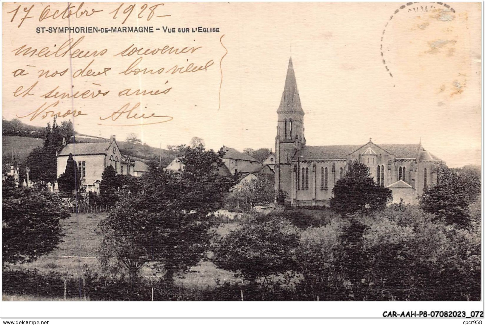 CAR-AAHP8-71-0706 - SAINT-SYMPHORIEN-DE-MARMAGNE - Vue Sur L'église - Carte Vendue En L'etat - Autres & Non Classés