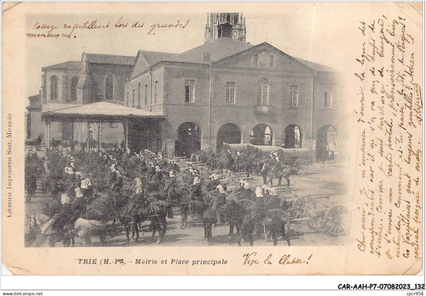 CAR-AAHP7-65-0636 - TRIE - Mairie Et Place Principale - Carte Vendue En L'etat - Autres & Non Classés