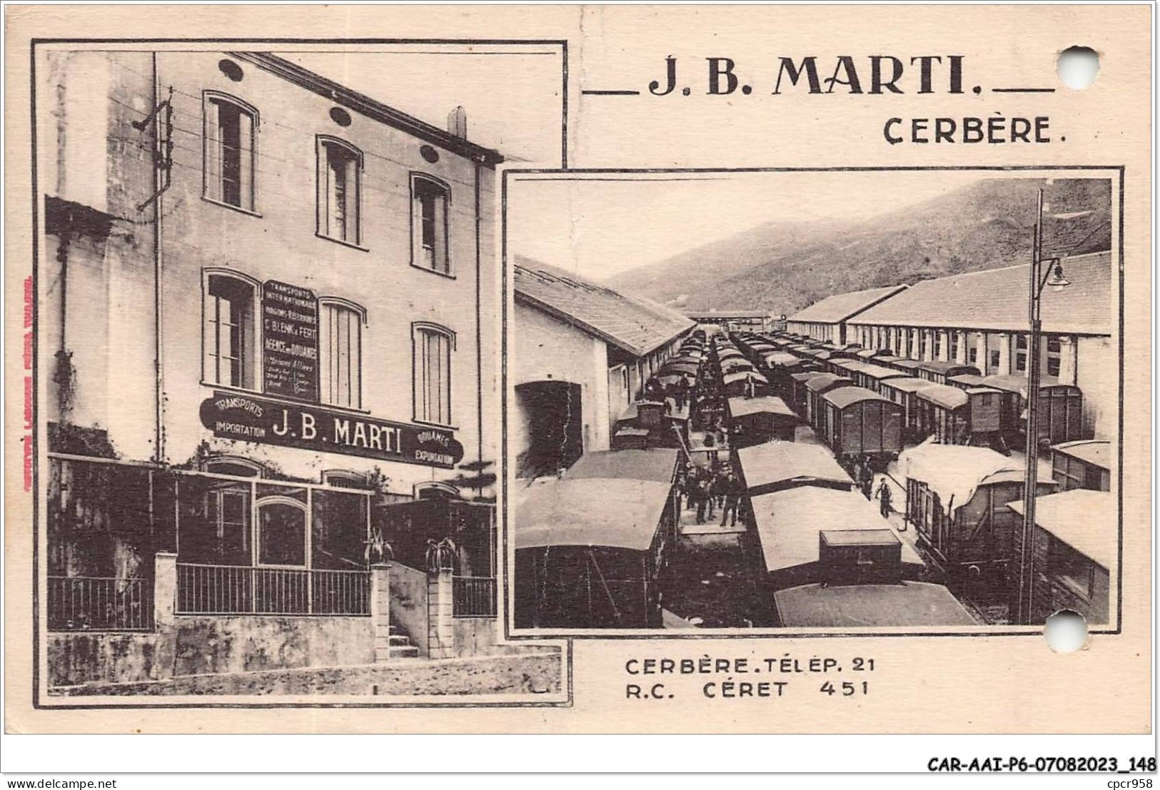 CAR-AAIP6-66-0542 - CERBERE - Societe Transport J.B. Marti - Carte Vendue En L'etat - Other & Unclassified