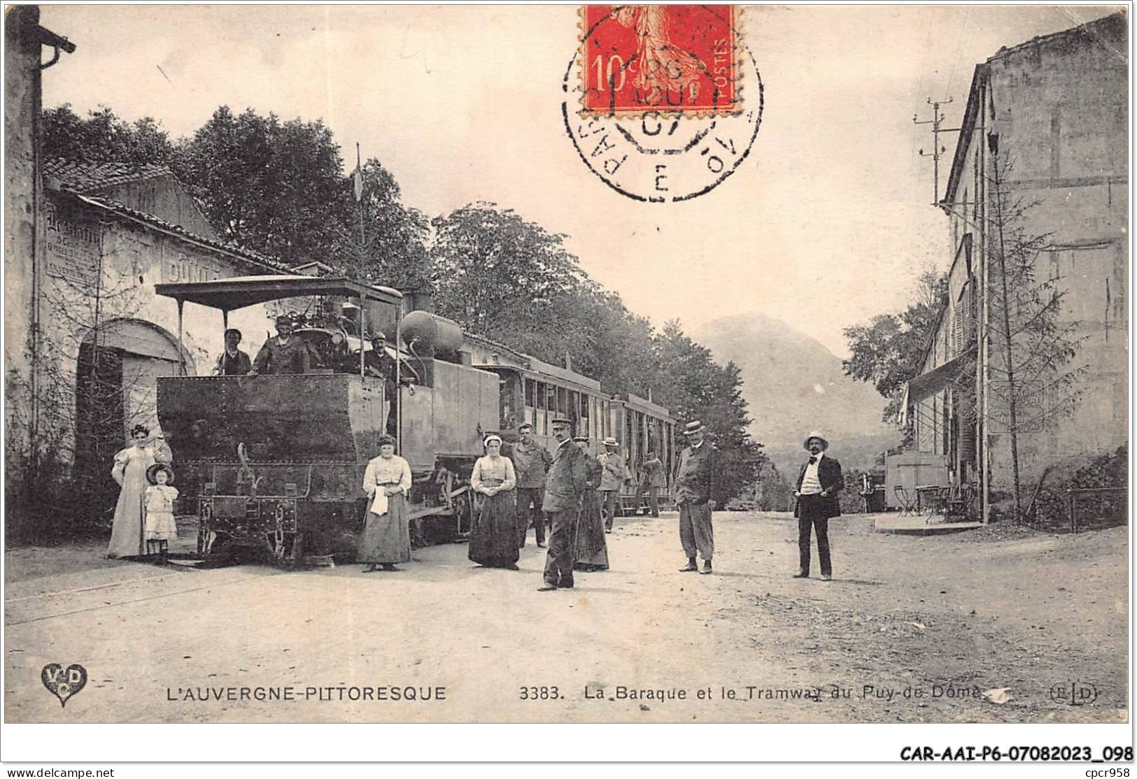 CAR-AAIP6-63-0517 - AUVERGNE - La  Baraque Et Le Tramway  Du Puy-de-Dome - Train - ELD - Auvergne Types D'Auvergne
