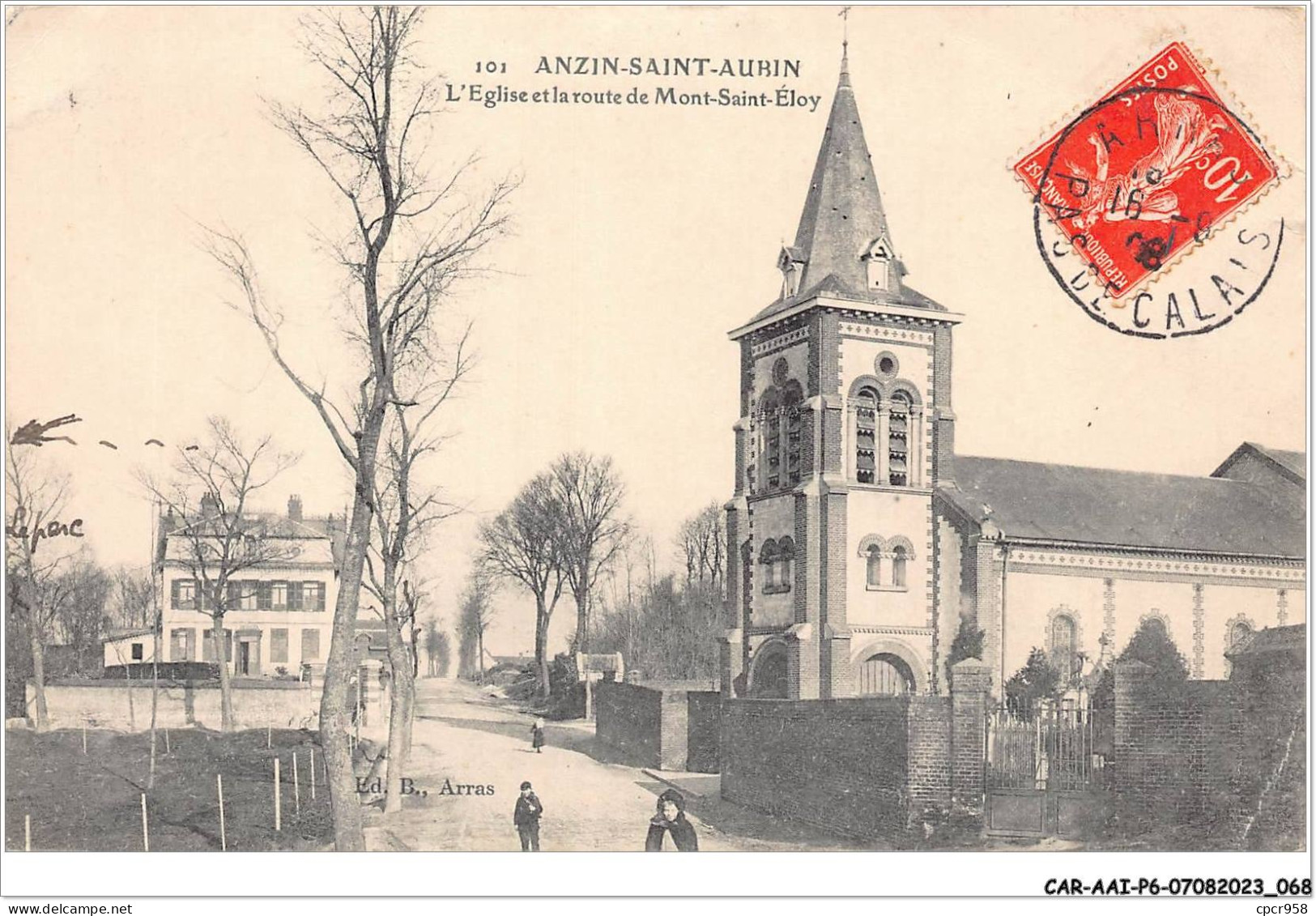 CAR-AAIP6-62-0502 - ANZIN SAINT AUBIN - L'eglise Et La Route Du Mont Saint-Eloy - Autres & Non Classés