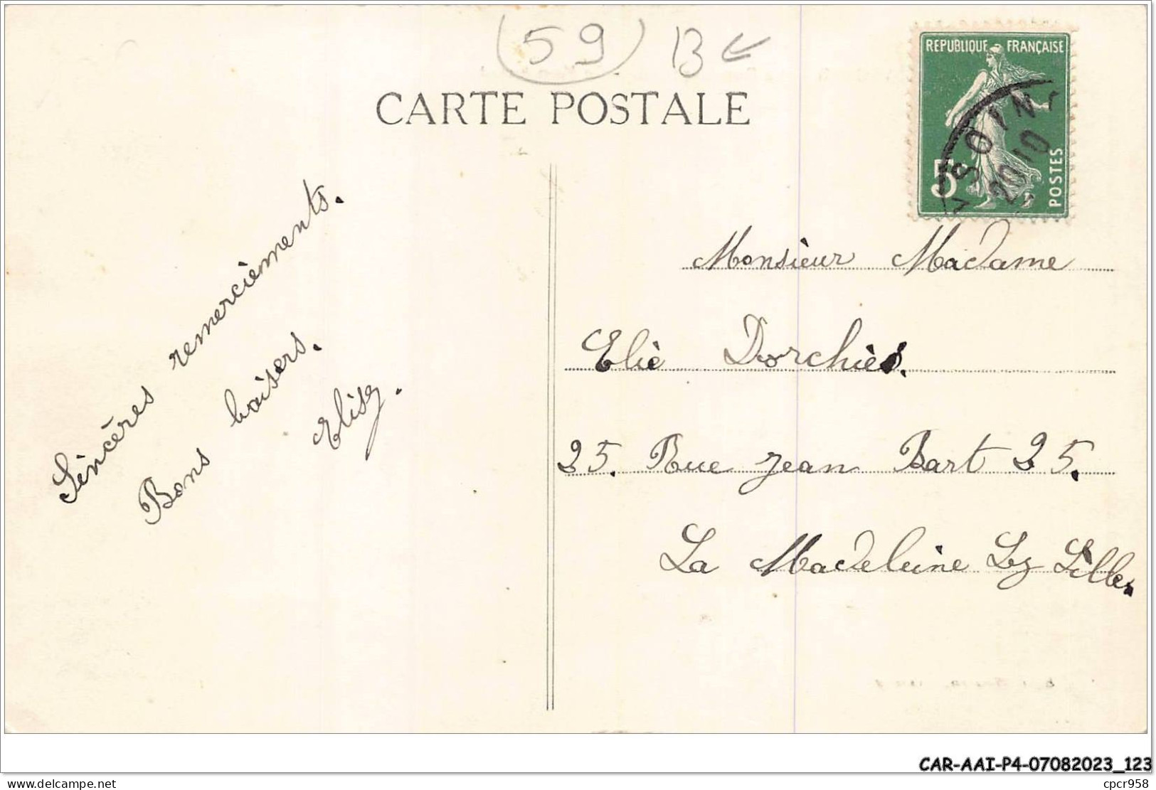 CAR-AAIP4-59-0348 - CYSOING - La Rue Gambetta - Le Monument - Other & Unclassified