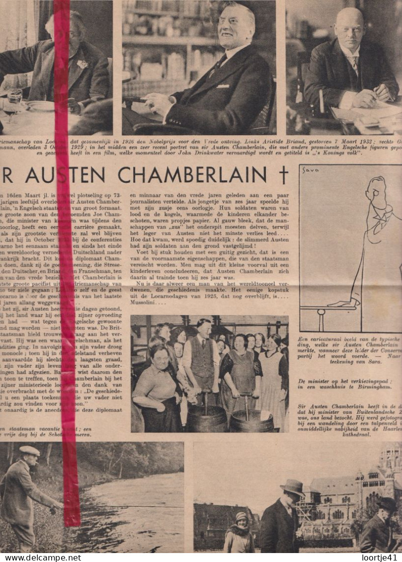 Overlijden Sir Austen Chamberlain - Orig. Knipsel Coupure Tijdschrift Magazine - 1937 - Ohne Zuordnung