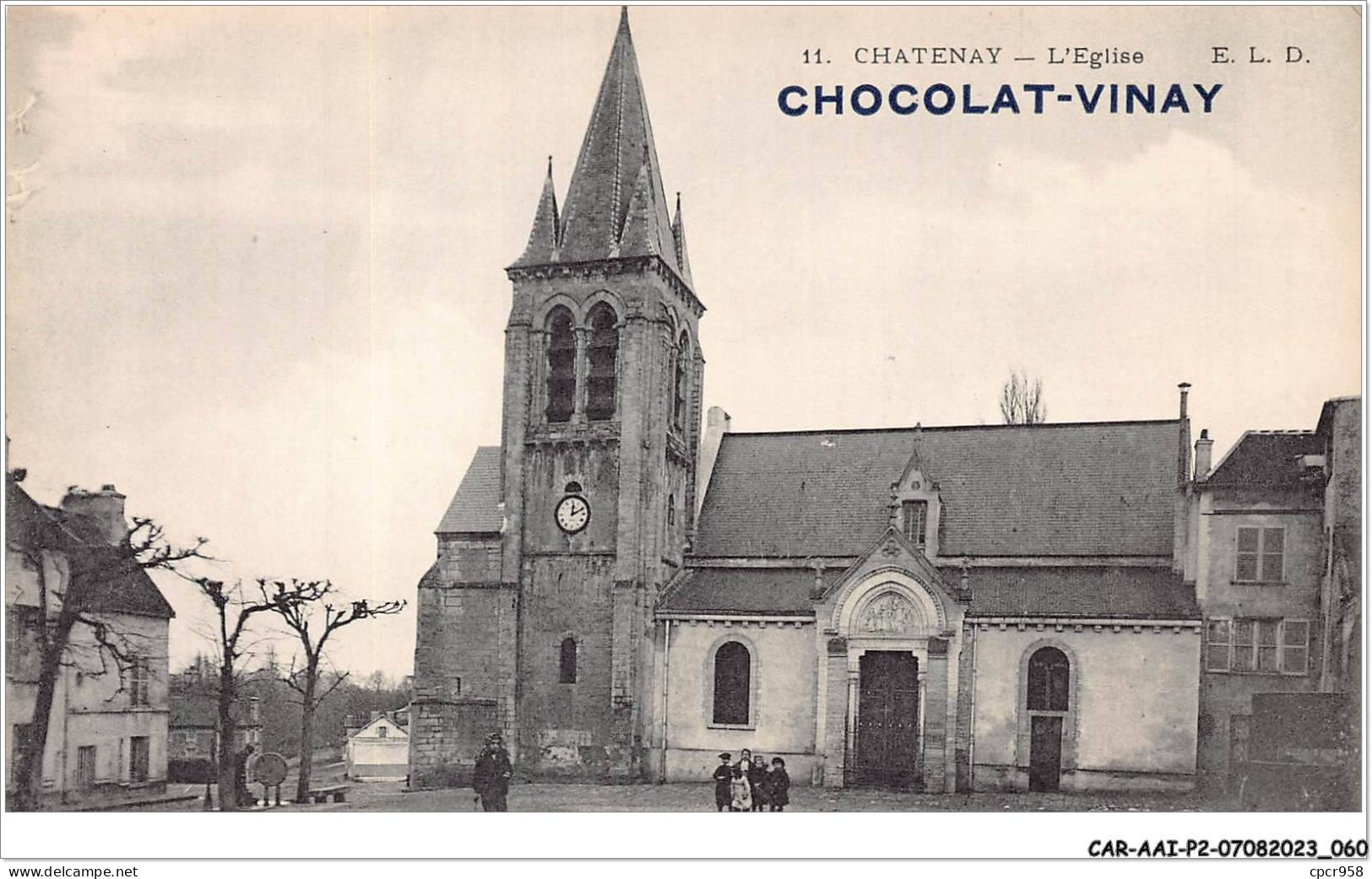CAR-AAIP2-28-0128 - CHATENAY - L'eglise - Publicite Chocolat-Vinay - ELD - Sonstige & Ohne Zuordnung