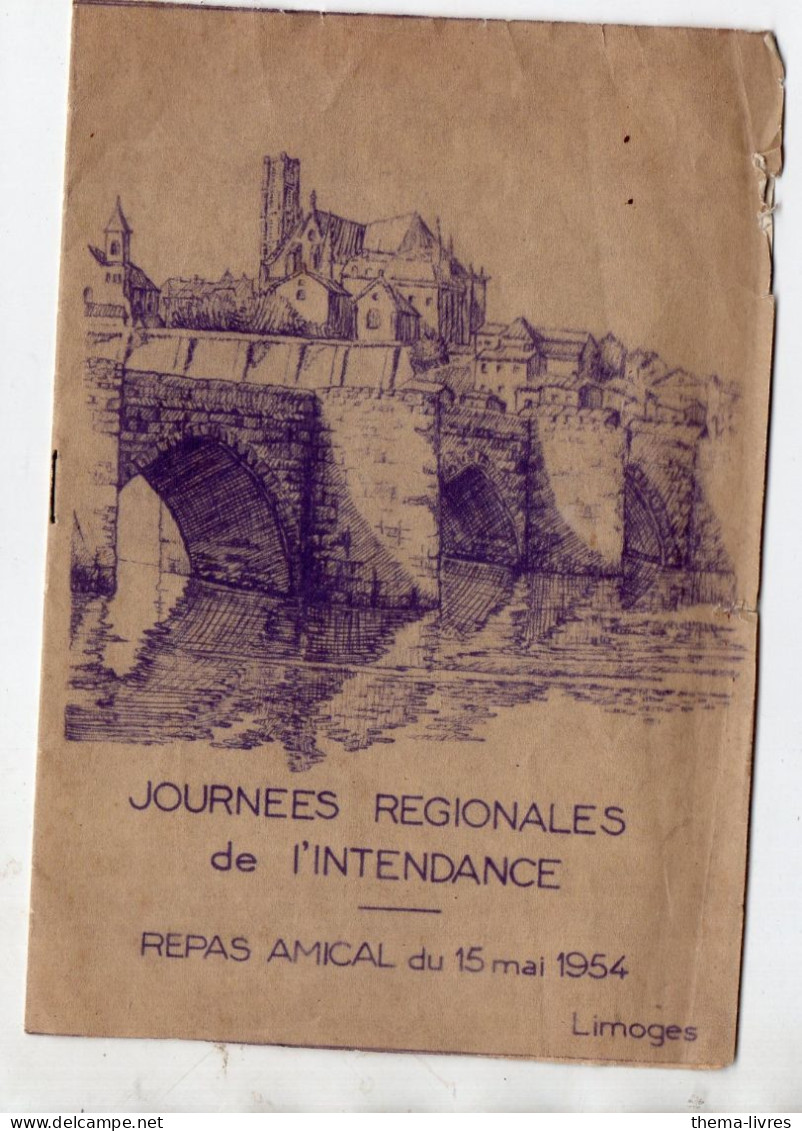 Limoges  (87) Menu Des Journées Régionales De L'intendance  1954   (PPP47299) - Menú
