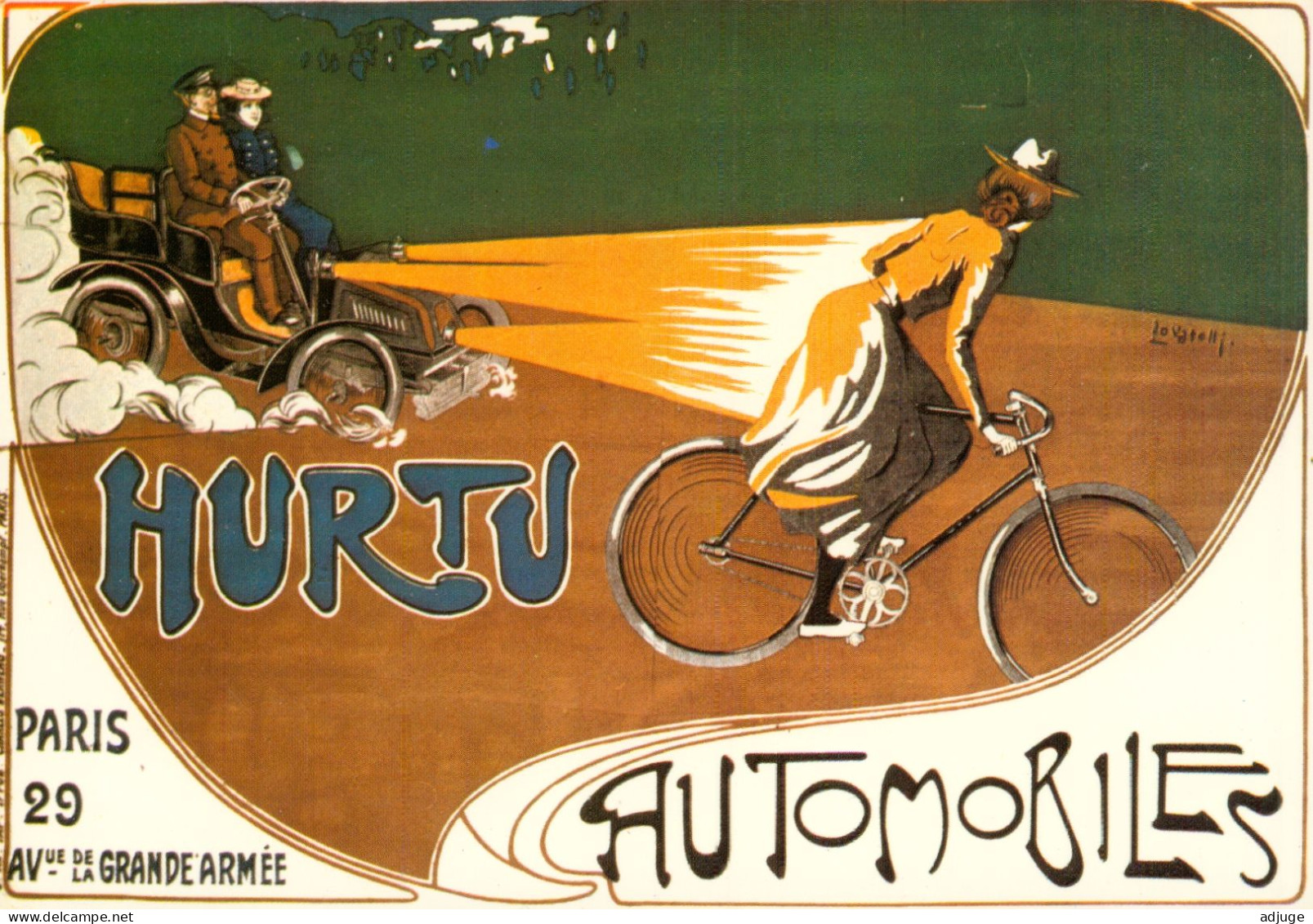 CPM- Affiche Publicité Automobiles HURTU Paris , Affiche De LOVATELLI Belle Epoque*Mode* - Pubblicitari