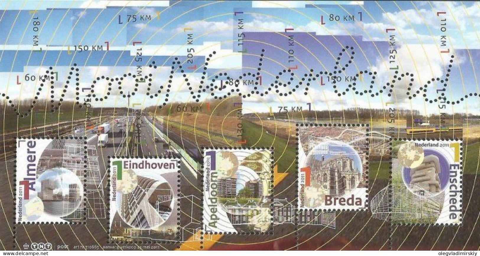 Netherlands Pays-Bas Niederlande 2011 Beautiful Dutch Cities Set Of 5 Stamps In Block MNH - Blocks & Sheetlets