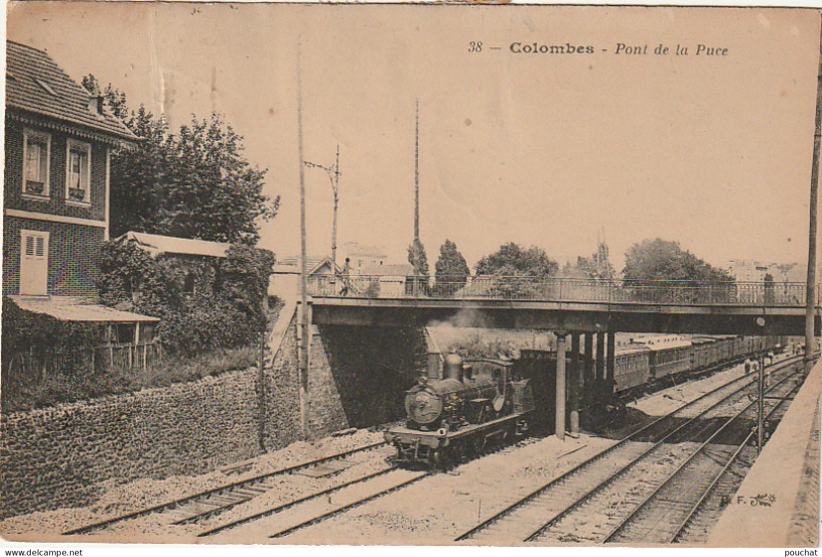 MO 1-(92) COLOMBES - PONT DE LA PUCE - VOIE FERREE , LOCOMOTIVE - 2 SCANS - Colombes