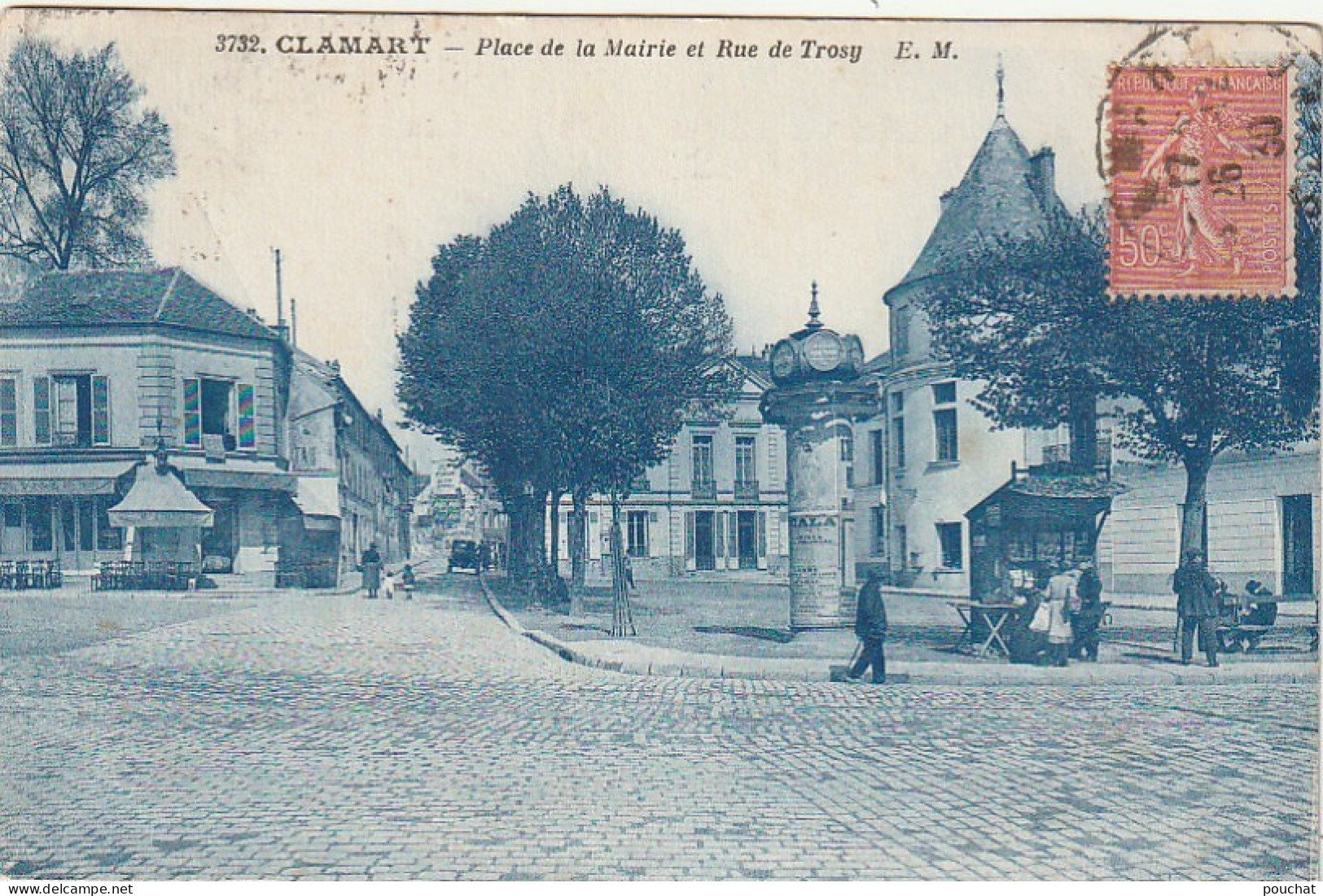 MO 1-(92) CLAMART - PLACE DE LA MAIRIE ET RUE DE TROSY - KIOSQUE - COLONNE MORRIS - 2 SCANS - Clamart