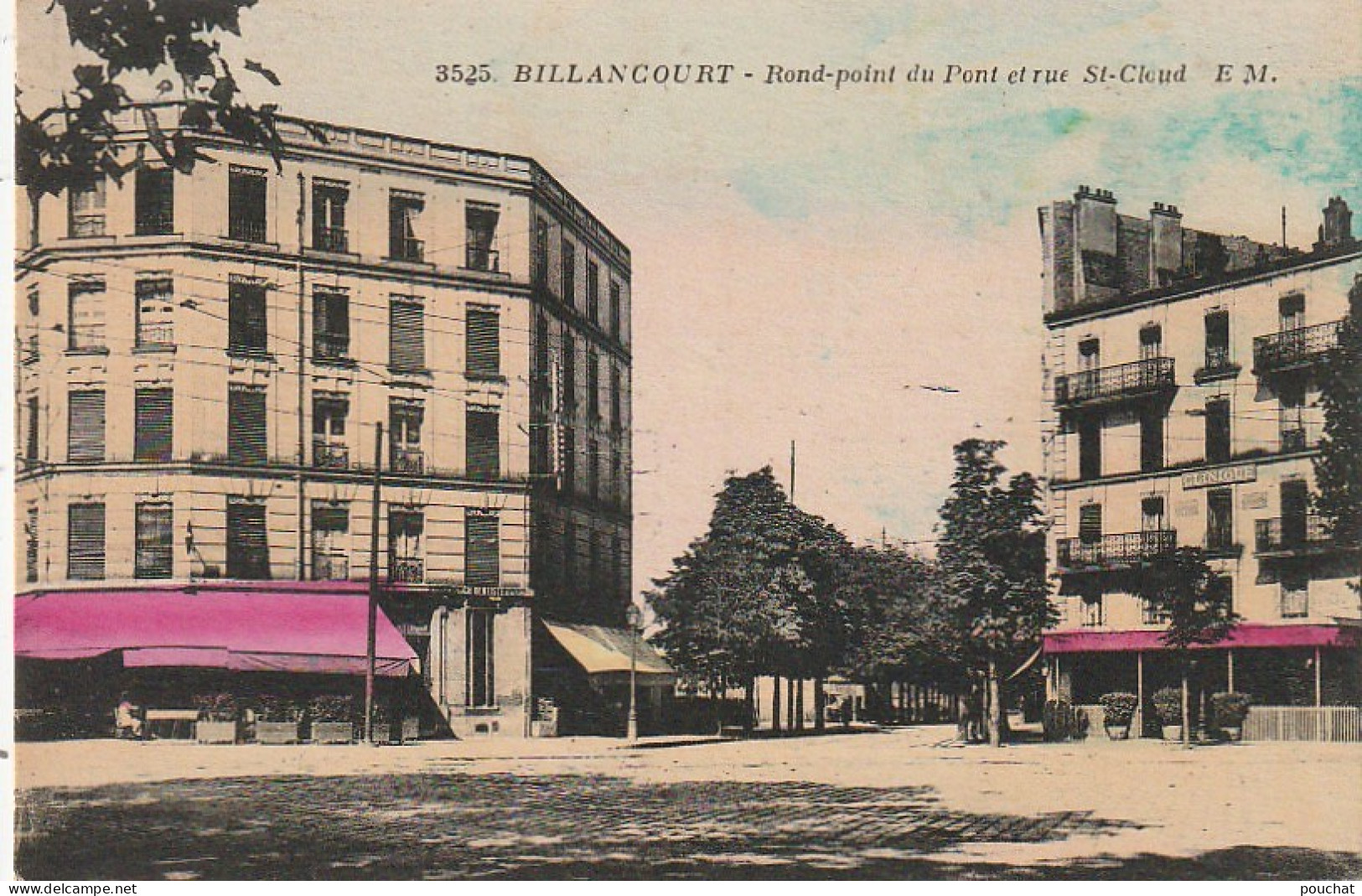 MO 1-(92) BILLANCOURT - ROND POINT DU PONT ET RUE SAINT CLOUD - CARTE COLORISEE  - 2 SCANS - Boulogne Billancourt