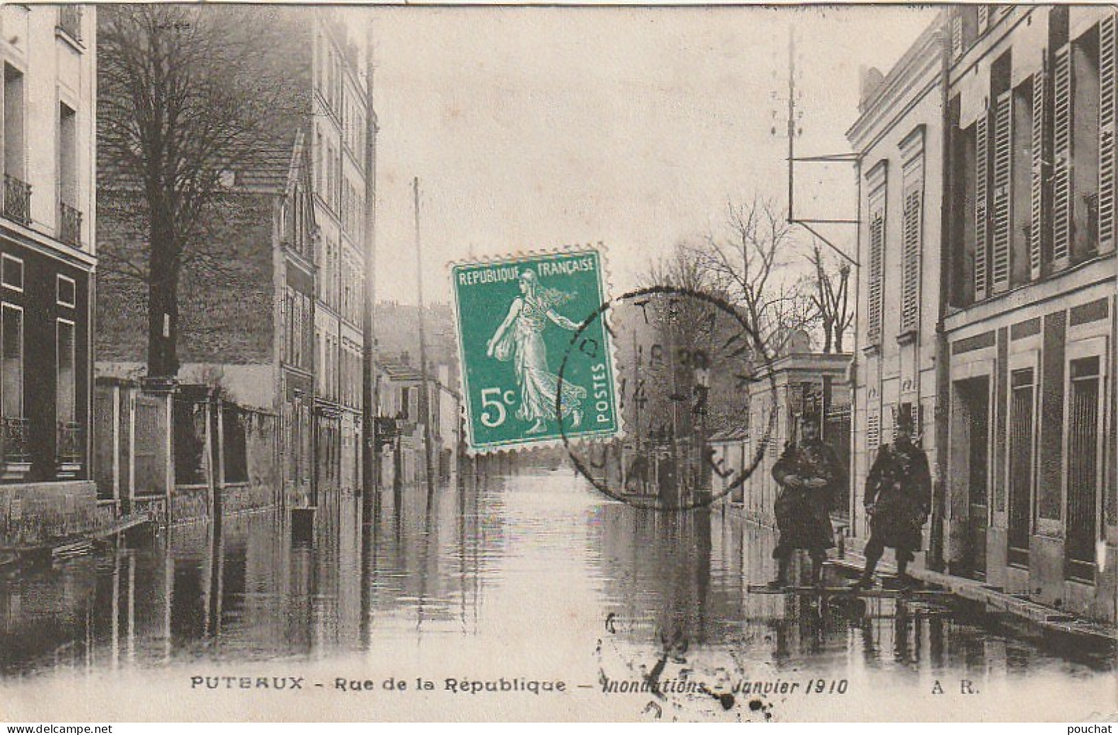 MO 1-(92) PUTEAUX - RUE DE LA REPUBLIQUE - INONDATIONS JANVIER 1910 - 2 SCANS - Puteaux