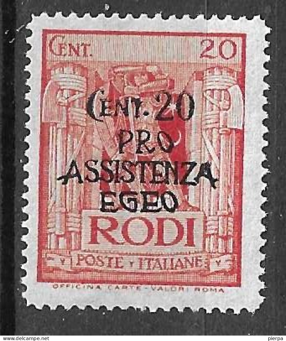 RODI - 1943 - PRO ASSISTENZA  EGEO - C.20 - NUOVO MNH**  (YVERT 68 - MICHEL 205 - SS 120) - Ägäis (Rodi)