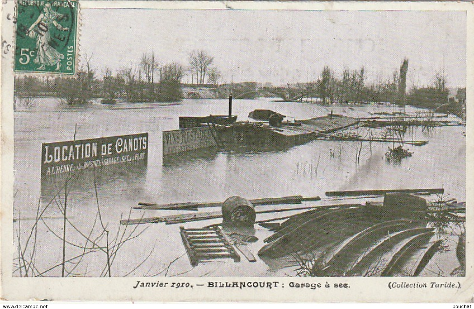 MO 2-(92) BILLANCOURT - INONDATIONS 1910 : GARAGE A SEC - RESTAURANT SOUS LES EAUX   - 2 SCANS  - Boulogne Billancourt