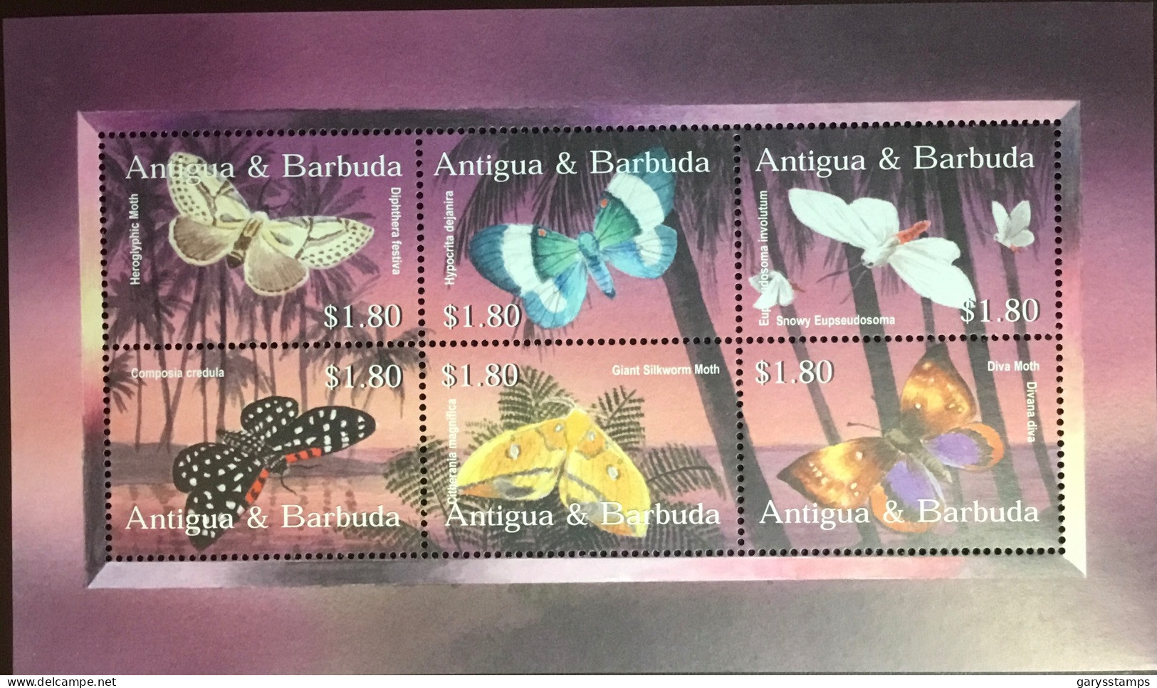Antigua 2002 Moths Butterflies Sheetlet MNH - Autres & Non Classés