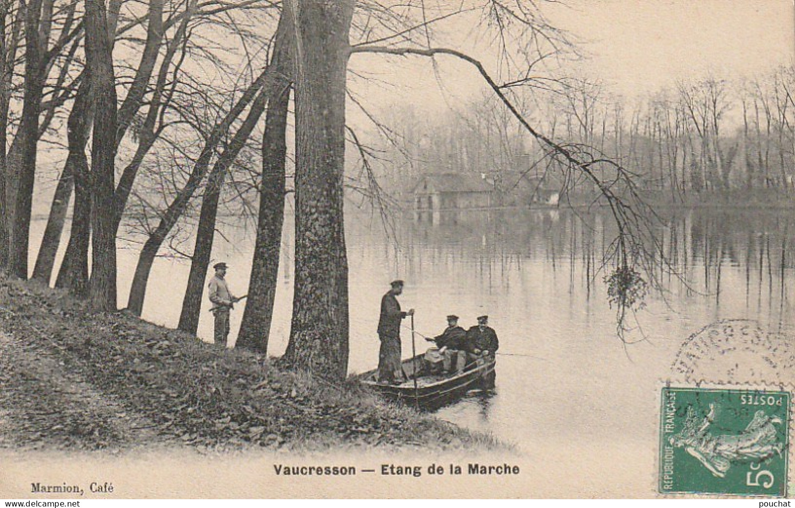 MO 2-(92) VAUCRESSON - ETANG DE LA MARCHE - BARQUE , CANOTEUR - PECHEURS - 2 SCANS - Vaucresson