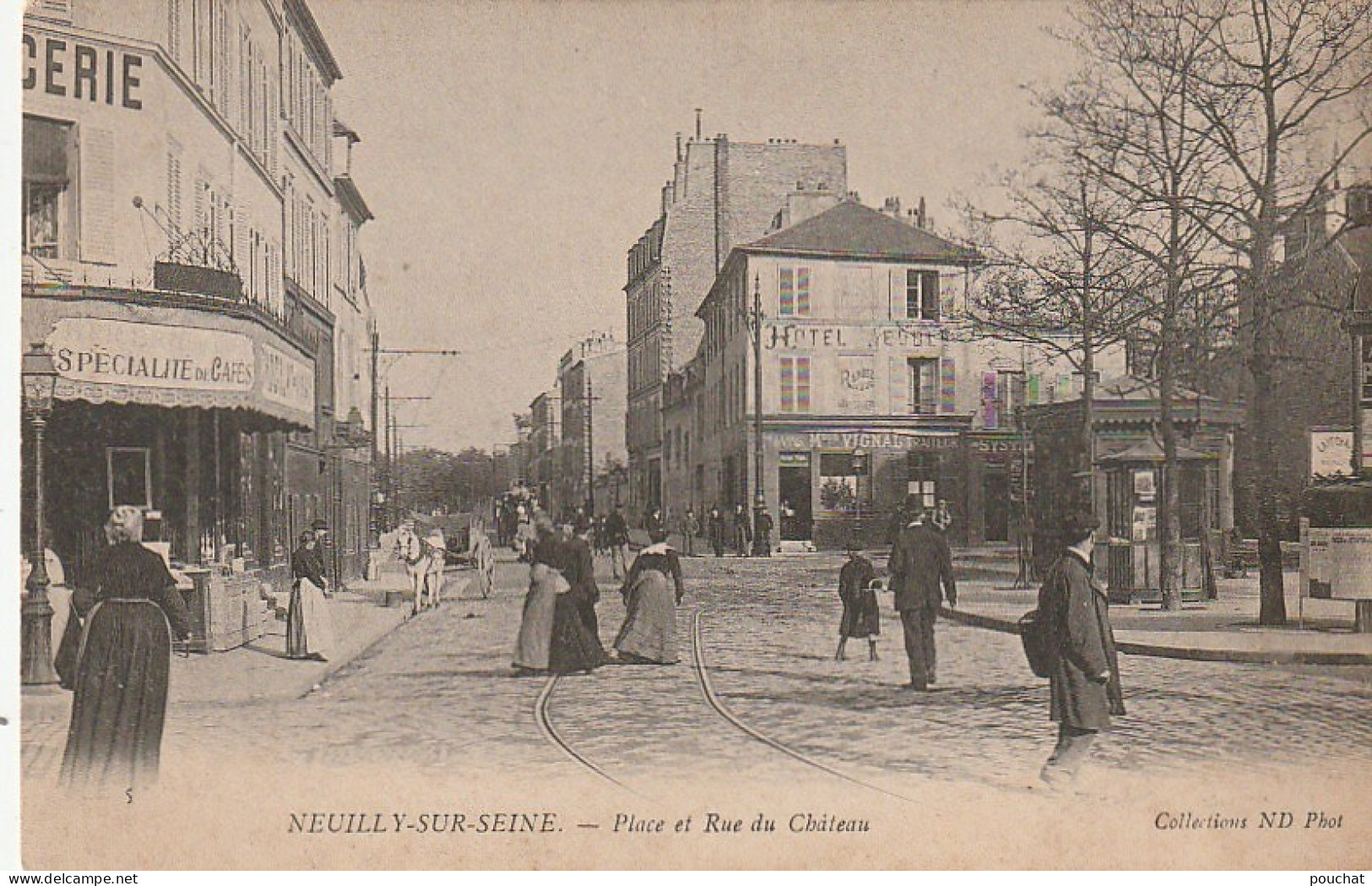 MO 2-(92) NEUILLY SUR SEINE - PLACE ET RUE DU CHATEAU - COMMERCES , KIOSQUE - ATTELAGE - ANIMATION - 2 SCANS - Neuilly Sur Seine