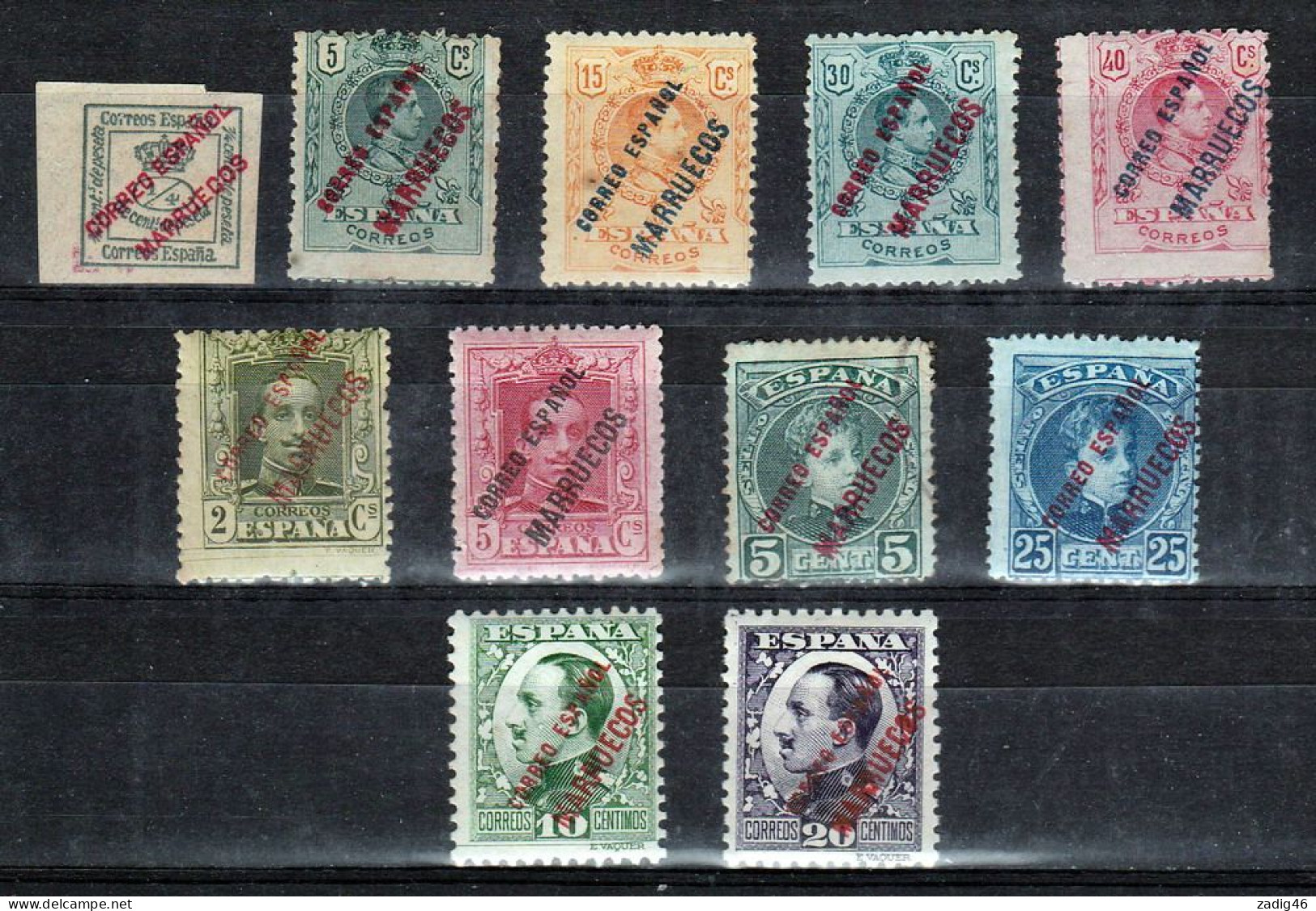 MAROC ESPAGNOL - PETIT LOT DE 11 TIMBRES NEUFS AVEC INFIMES TRACES DE CHARNIERES - 2 SCANS - Spanish Morocco