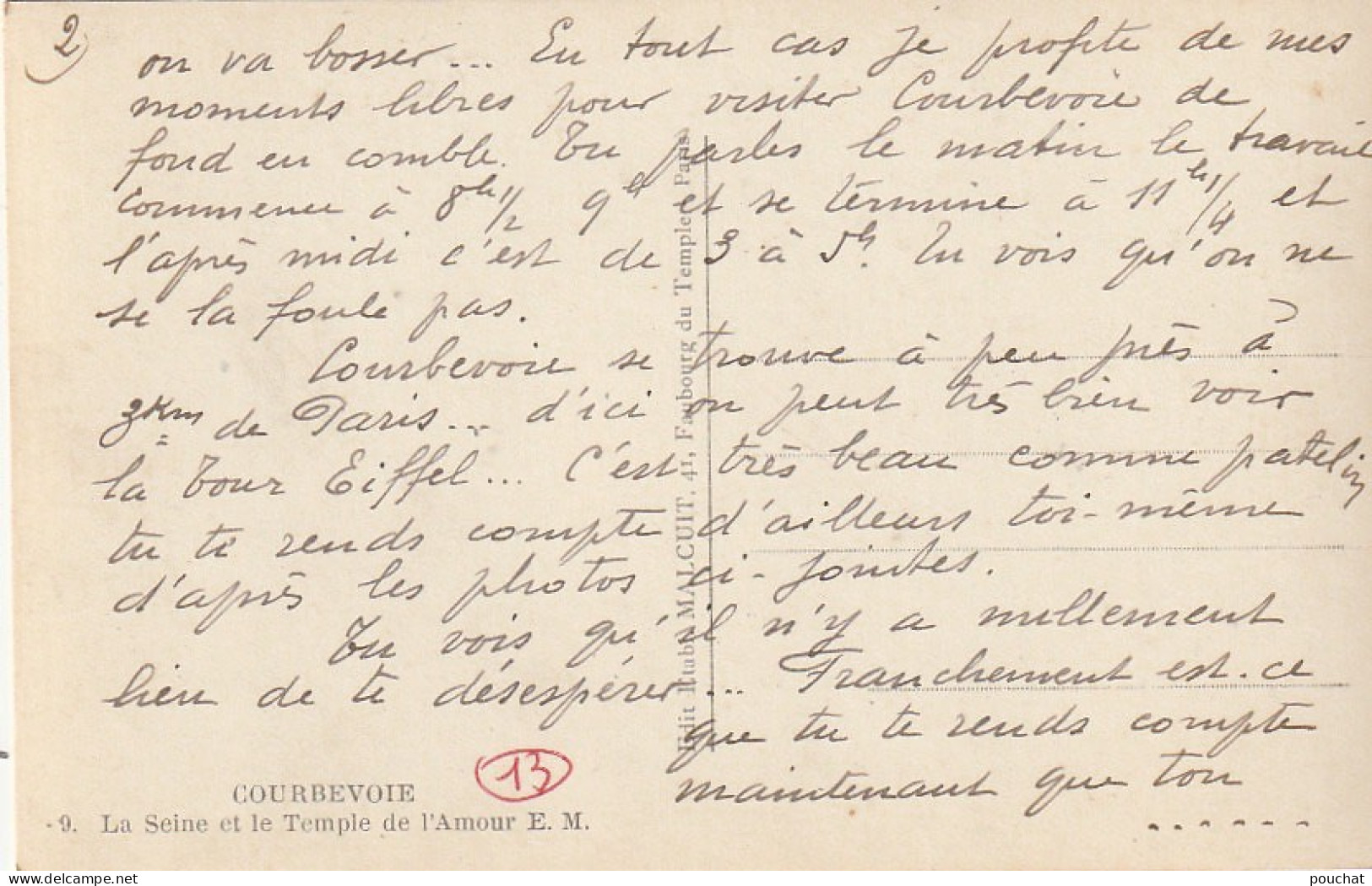 MO 3-(92)  COURBEVOIE - LA SEINE ET LE TEMPLE DE L' AMOUR - 2 SCANS - Courbevoie