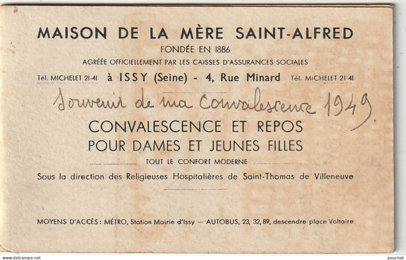 MO 4-(92) VUE GENERALE DE LA MAISON DE LA MERE SAINT ALFRED - ISSY - CARTE PANORAMIQUE 3 VOLETS - 4 SCANS - Issy Les Moulineaux