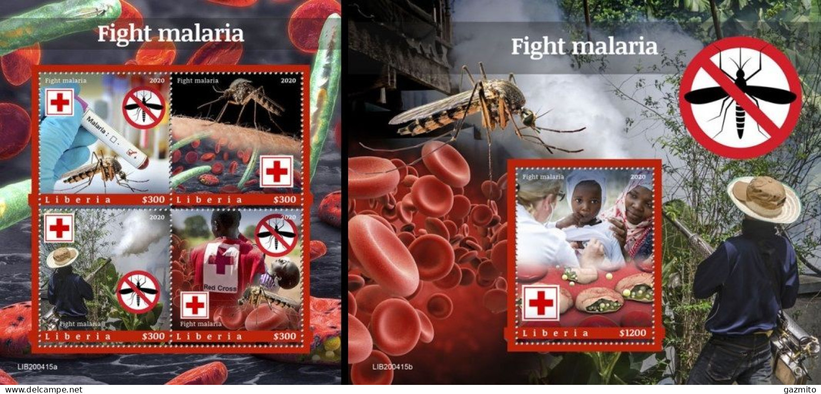 Liberia 2020, Against Malaria, Red Cross, 4val In BF +BF - Liberia