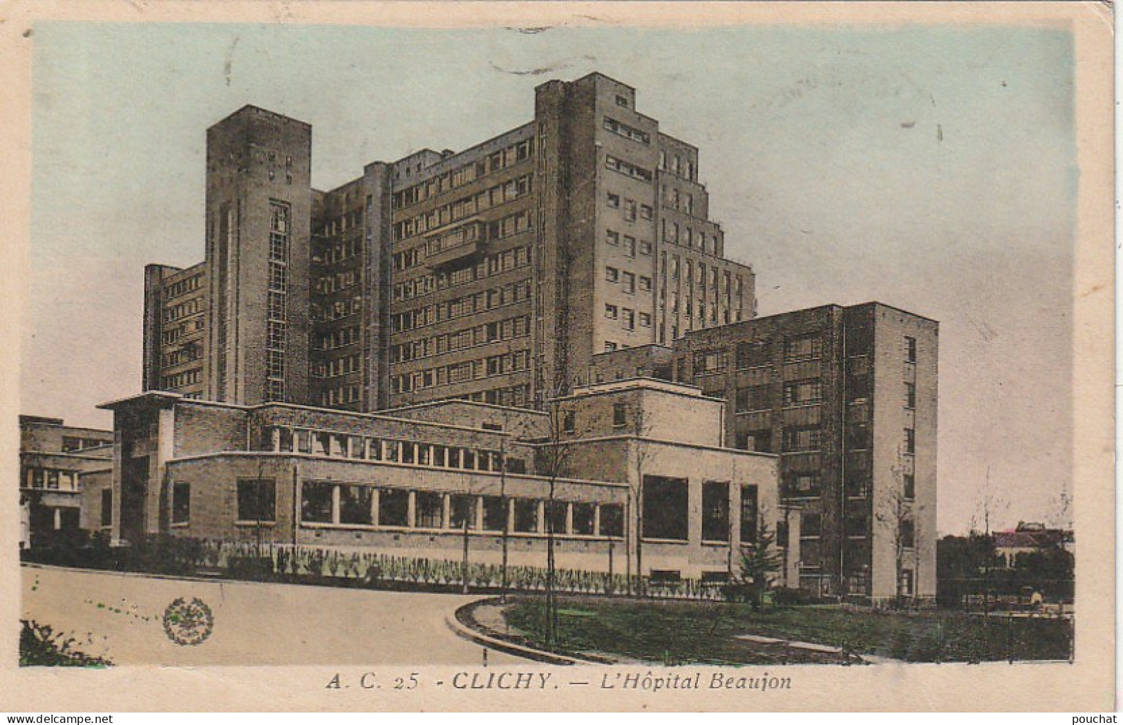 MO 4-(92) CLICHY - L' HOPITAL BEAUJON - CARTE COLORISEE - 2 SCANS  - Clichy