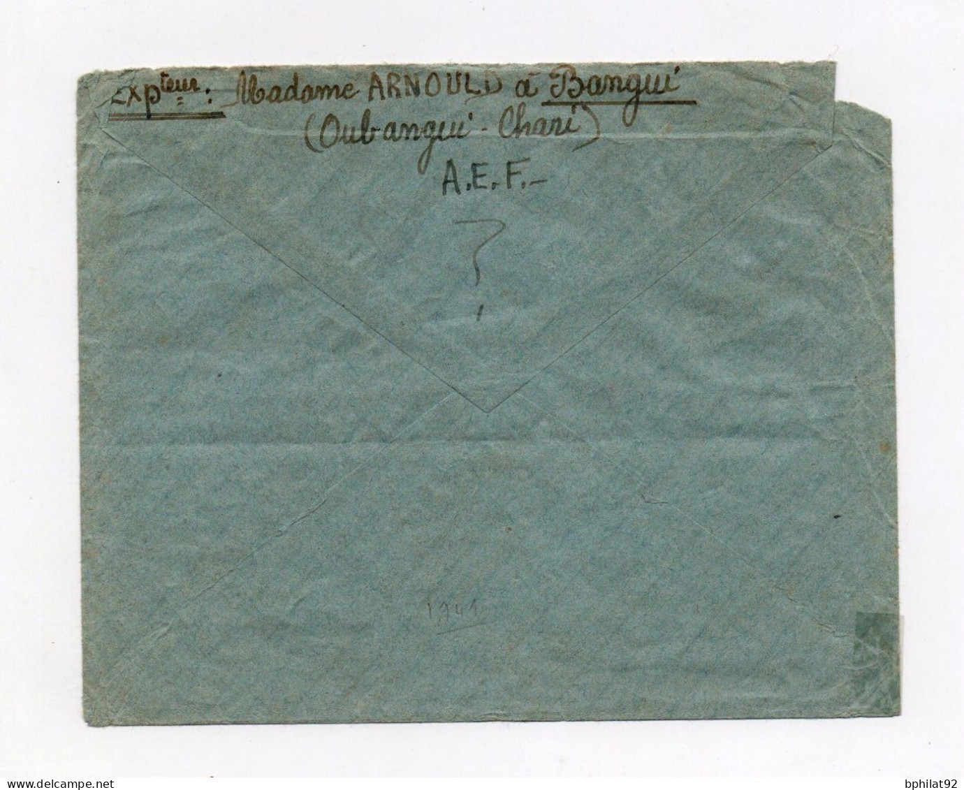 !!! OUBANGUI, LETTRE RECOMMANDEE DE BANGUI DE 1943 POUR LA FRANCE - Cartas & Documentos