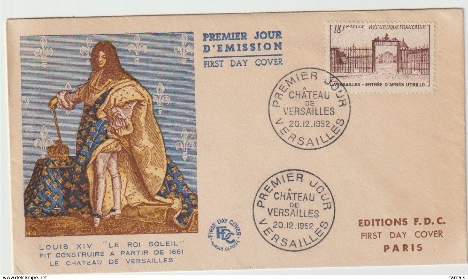 1952 N°939 Versaille Oblitéré Premier Jour Sur Enveloppe (lot 23a) - Usati