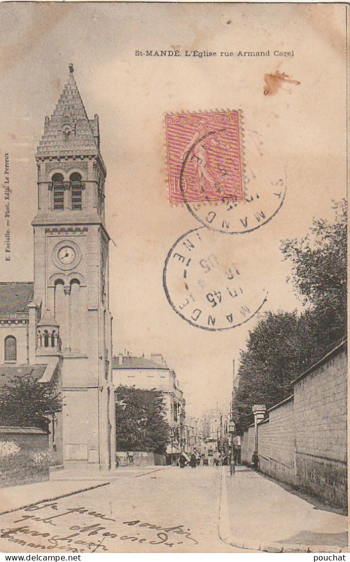 MO 9-(94) SAINT MANDE - L' EGLISE RUE ARMAND CAREL - 2 SCANS - Saint Mande