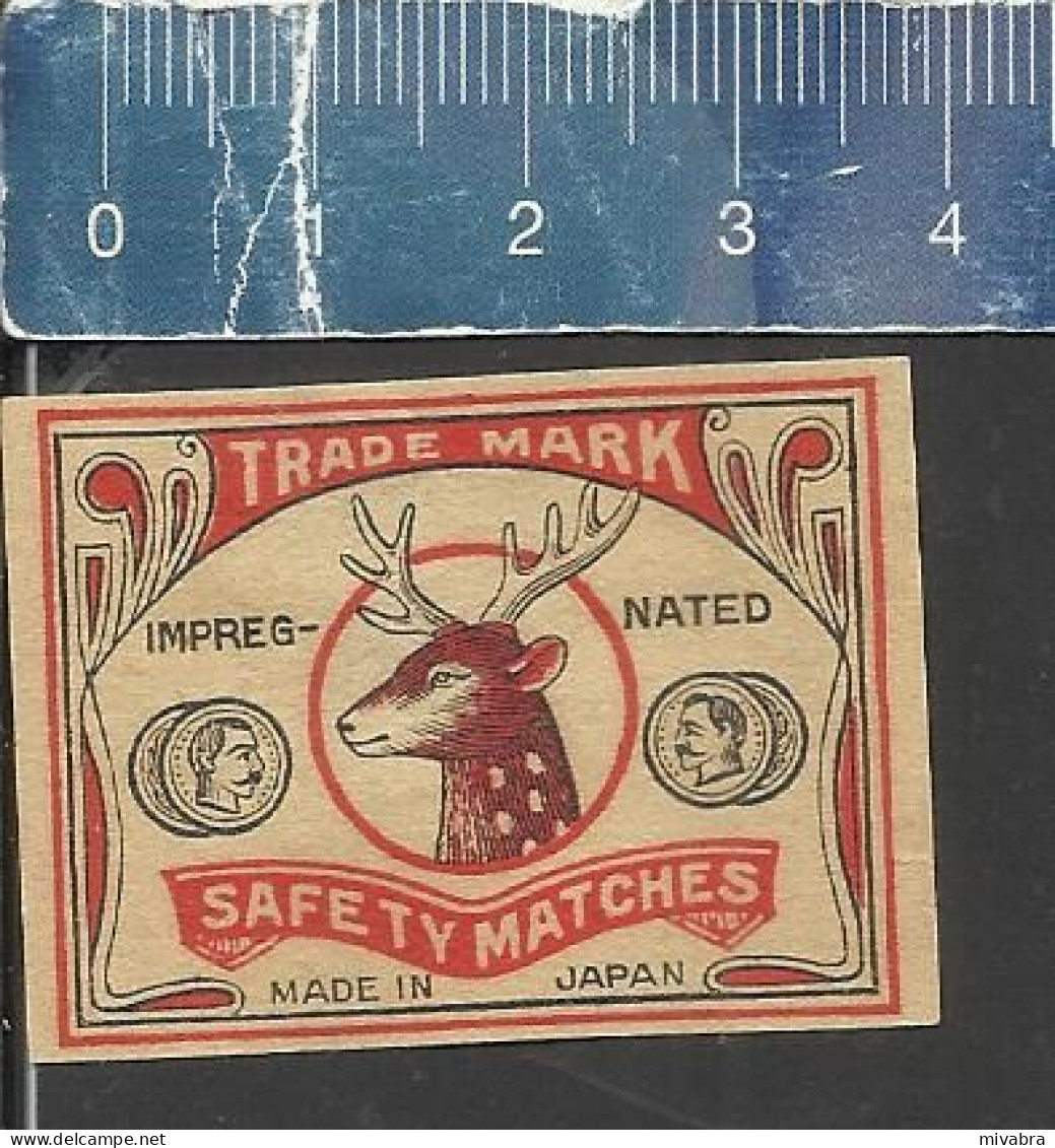 STAGS HEAD TRADE MARK (DEER HERT CERF HIRSCHE) OLD VINTAGE MATCHBOX LABEL MADE JAPAN - Luciferdozen - Etiketten