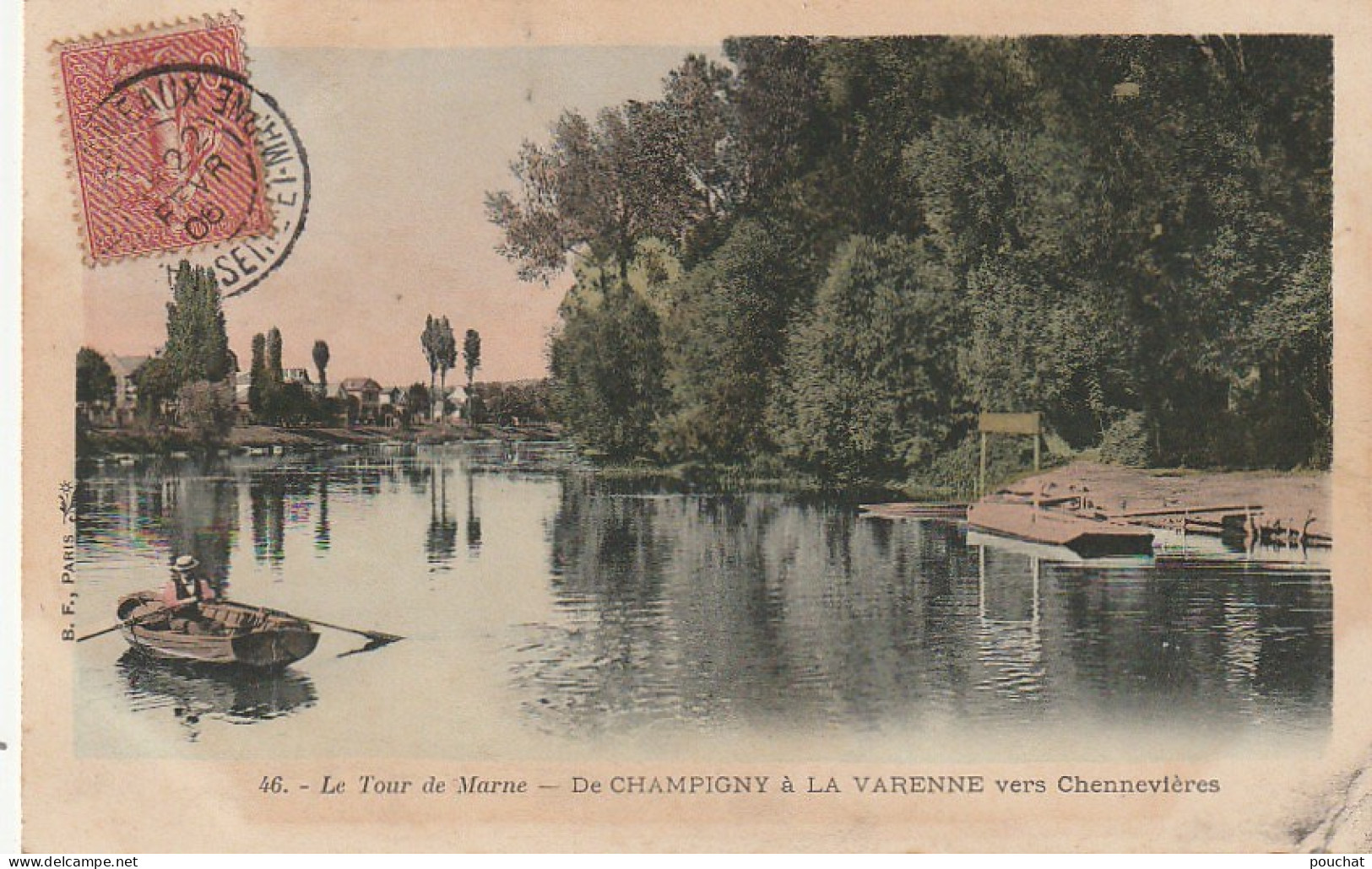 MO 9-(94) LE TOUR DE MARNE - DE CHAMPIGNY A LA VARENNE VERS CHENNEVIERES  - CANOTEUR - CARTE COLORISEE    - 2 SCANS - Champigny Sur Marne