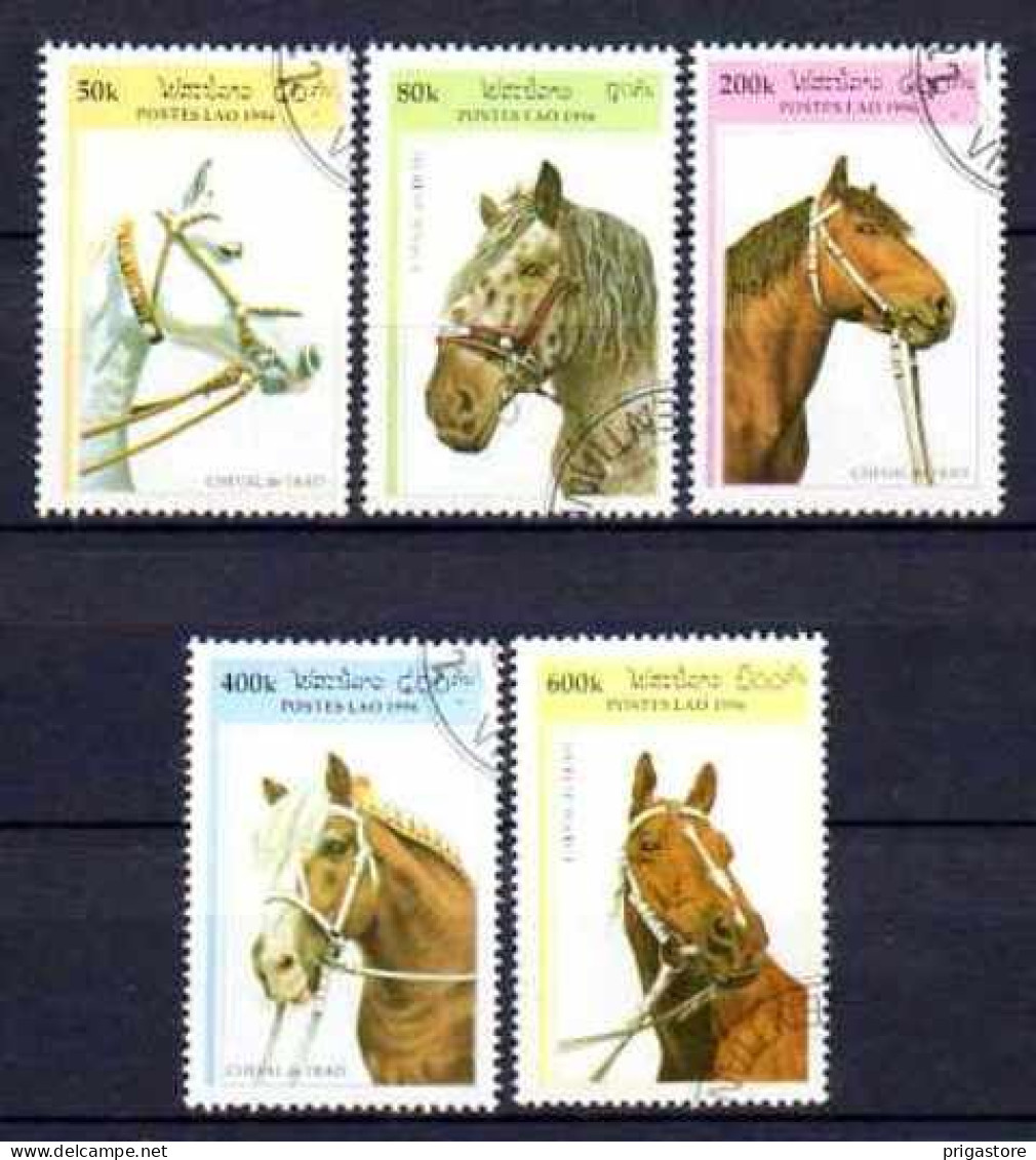 Chevaux Laos 1996 (20) Yvert N° 1237 à 1241 Oblitéré Used - Horses