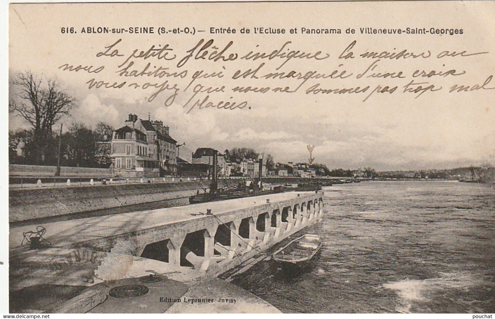 MO 10-(94) ABLON SUR SEINE - ENTREE DE L' ECLUSE ET PANORAMA DE VILLENEUVE SAINT GEORGES  - 2 SCANS - Ablon Sur Seine