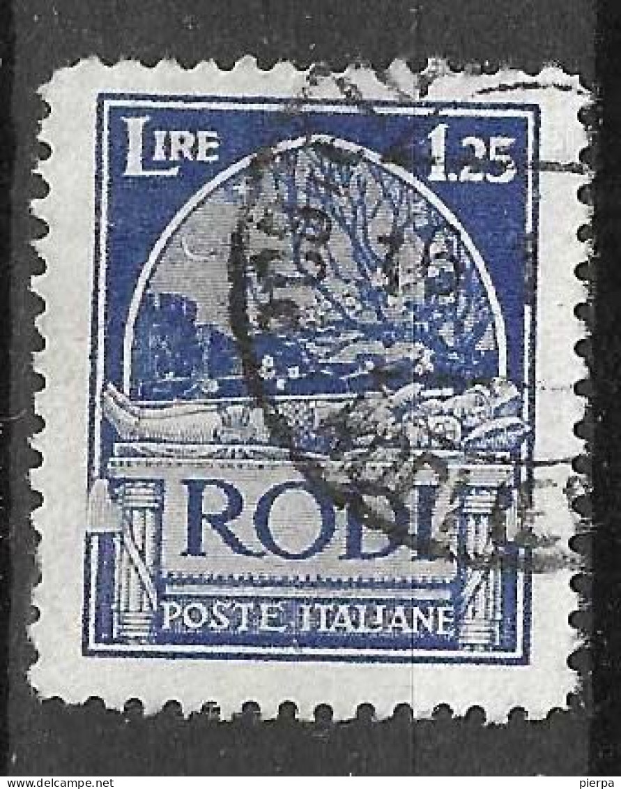 RODI - 1929 - ORDINARIA -LIRE 1,25 - USATO  (YVERT 21 - MICHEL 23 - SS 9) - Egeo (Rodi)