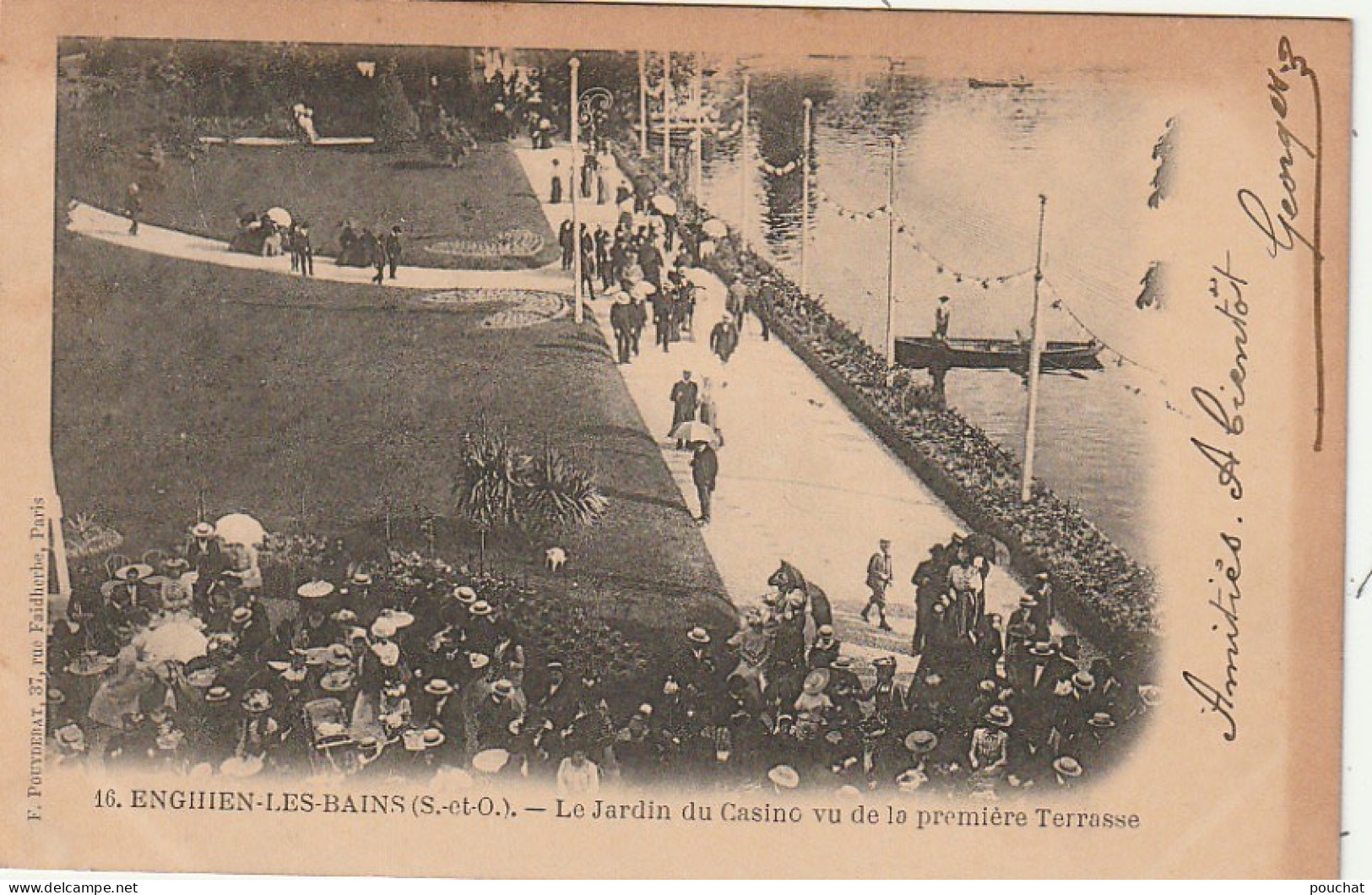 MO 11-(95) ENGHIEN LES BAINS - LE JARDIN DU CASINO VU DE LA PREMIERE TERRASSE - ANIMATION - 2 SCANS - Enghien Les Bains