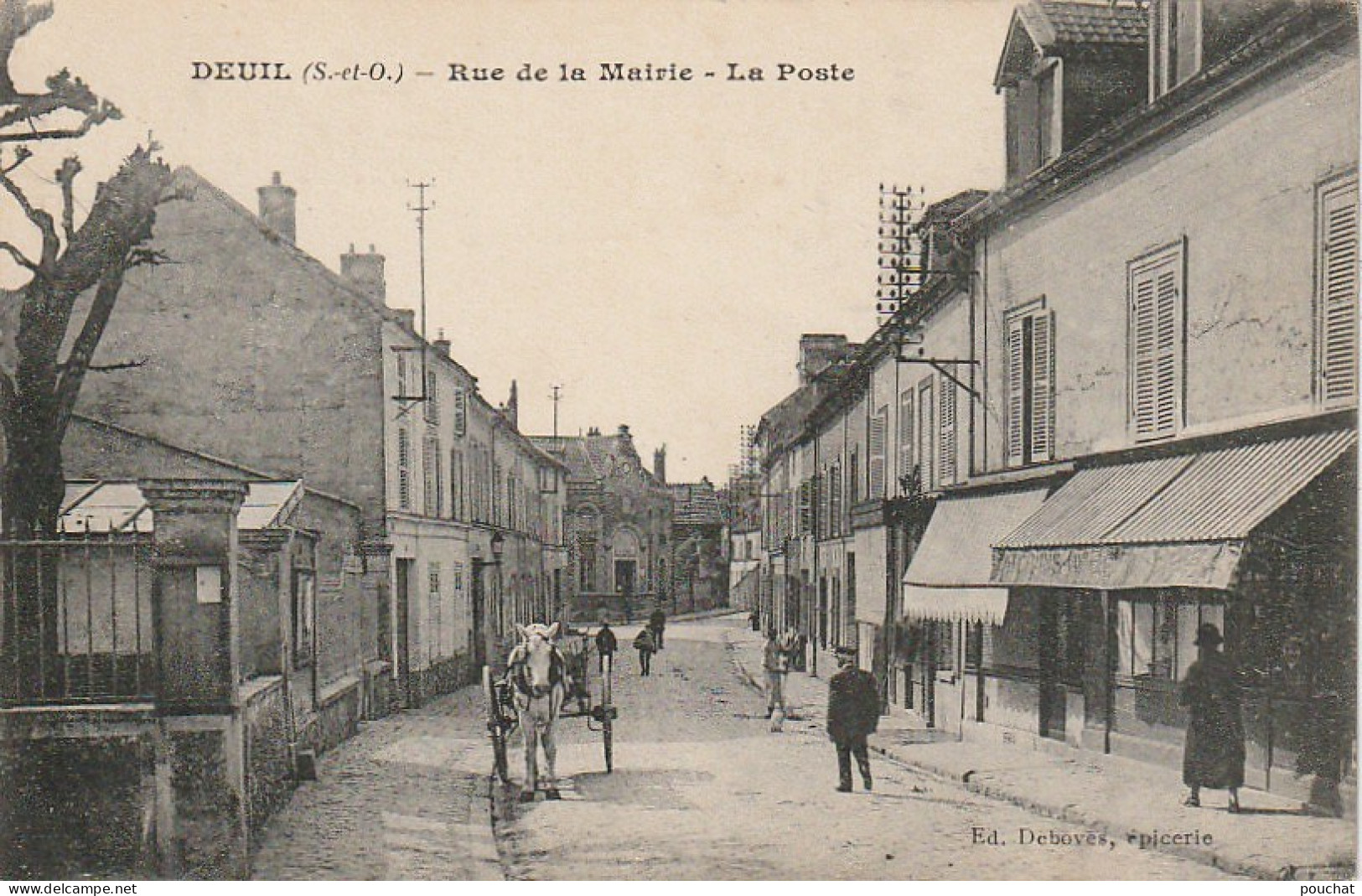 MO 11-(95) DEUIL - RUE DE LA MAIRIE - LA POSTE - CARRIOLE A CHEVAL - ANIMATION - 2 SCANS - Deuil La Barre